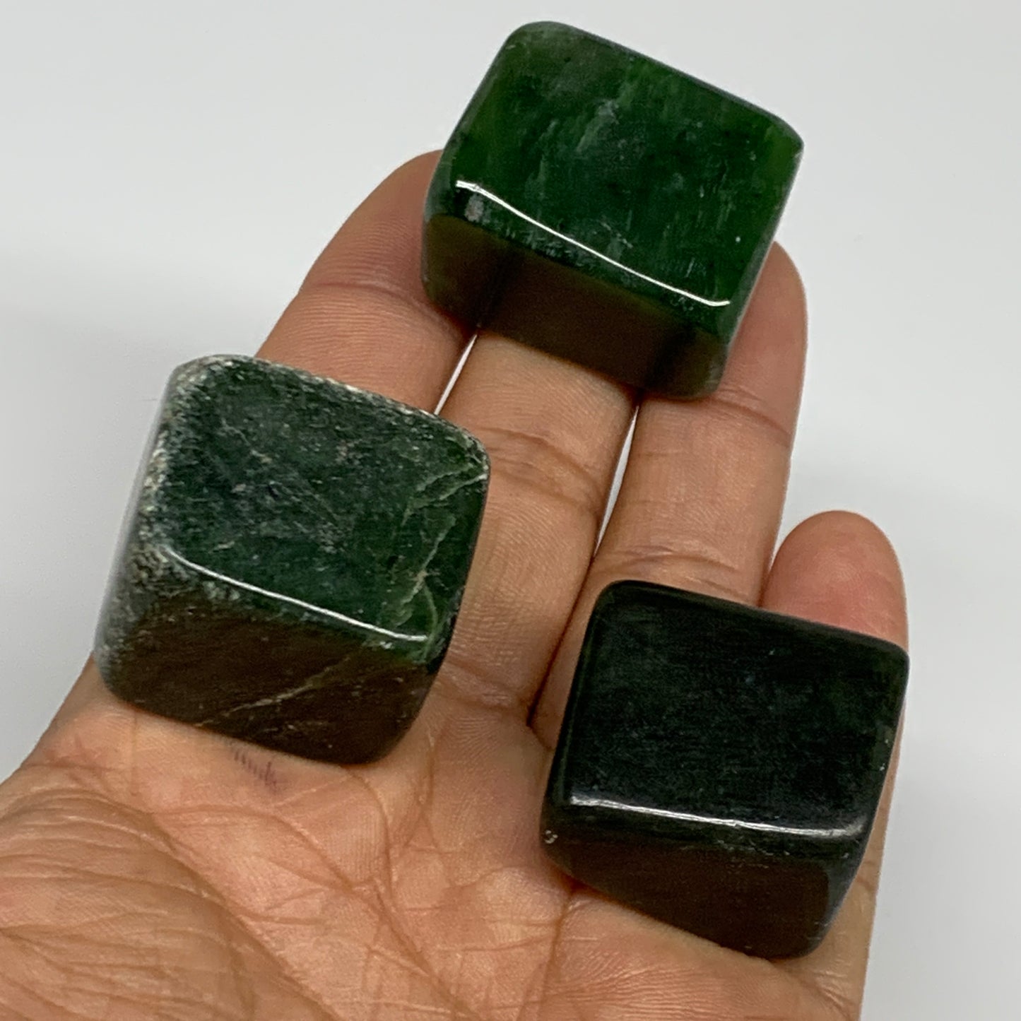 132.9g, 1"-1.2", 3pcs, Natural Nephrite Jade Tumbled Stone @Afghanistan,B31877