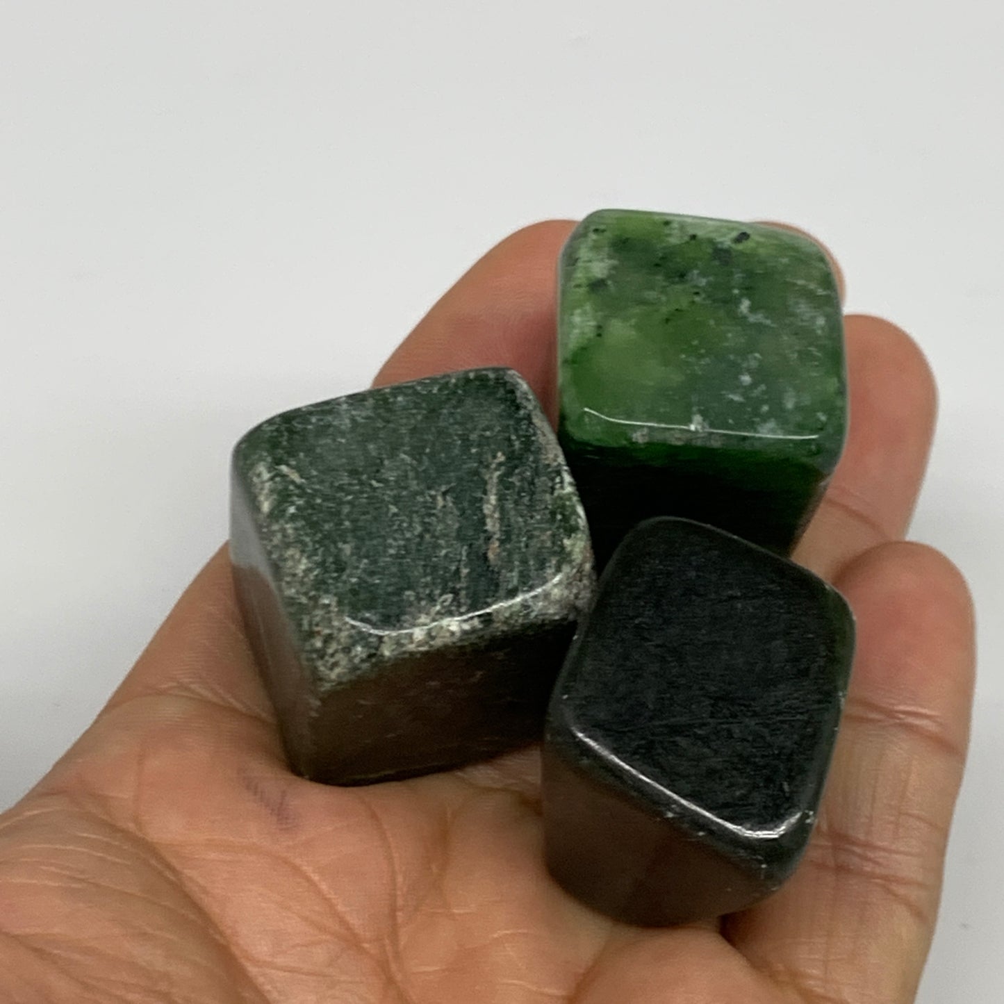 132.9g, 1"-1.2", 3pcs, Natural Nephrite Jade Tumbled Stone @Afghanistan,B31877