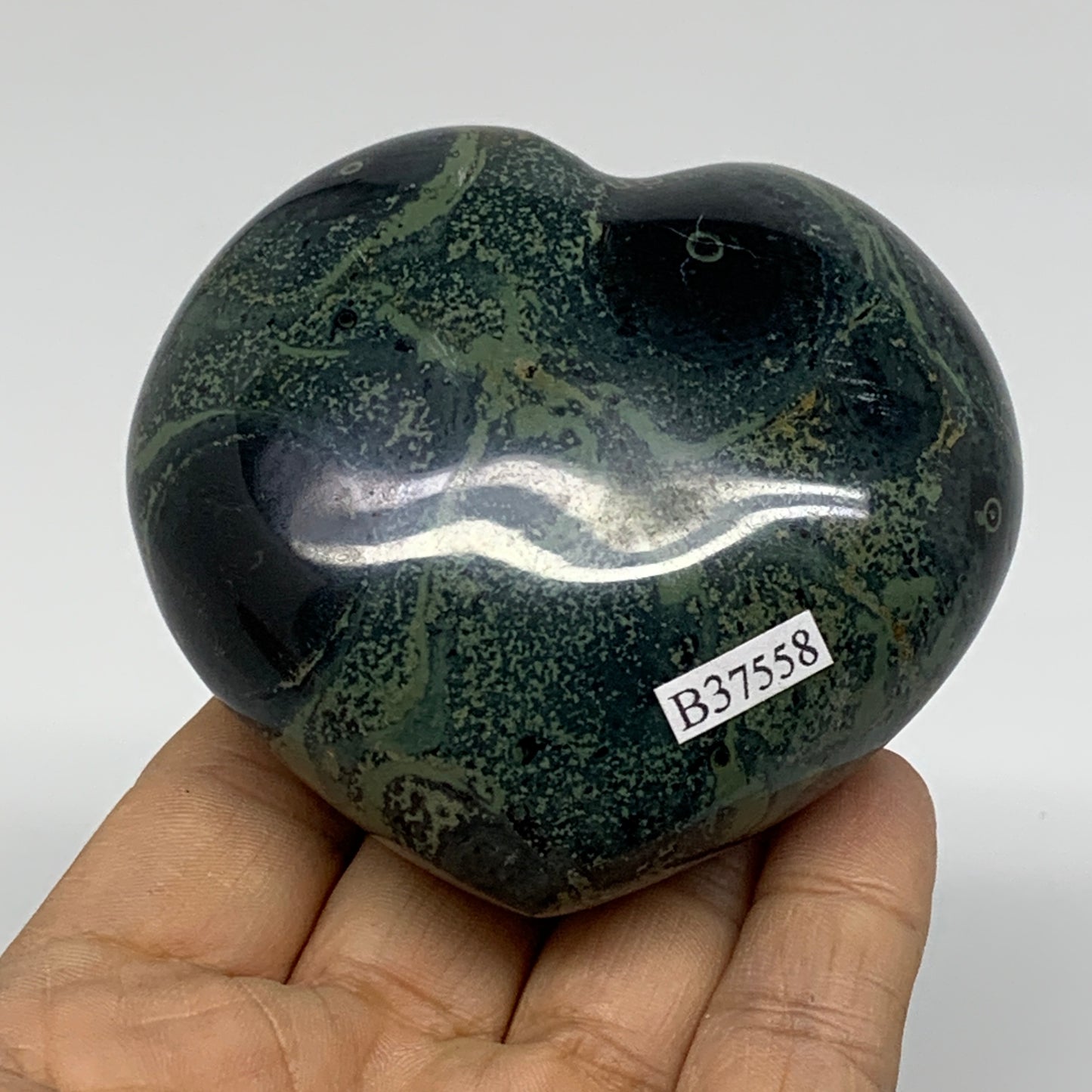 0.66 lbs, 2.8"x3"x1.5", Kambaba Jasper Heart Crocodile Polished Crystal, B37558