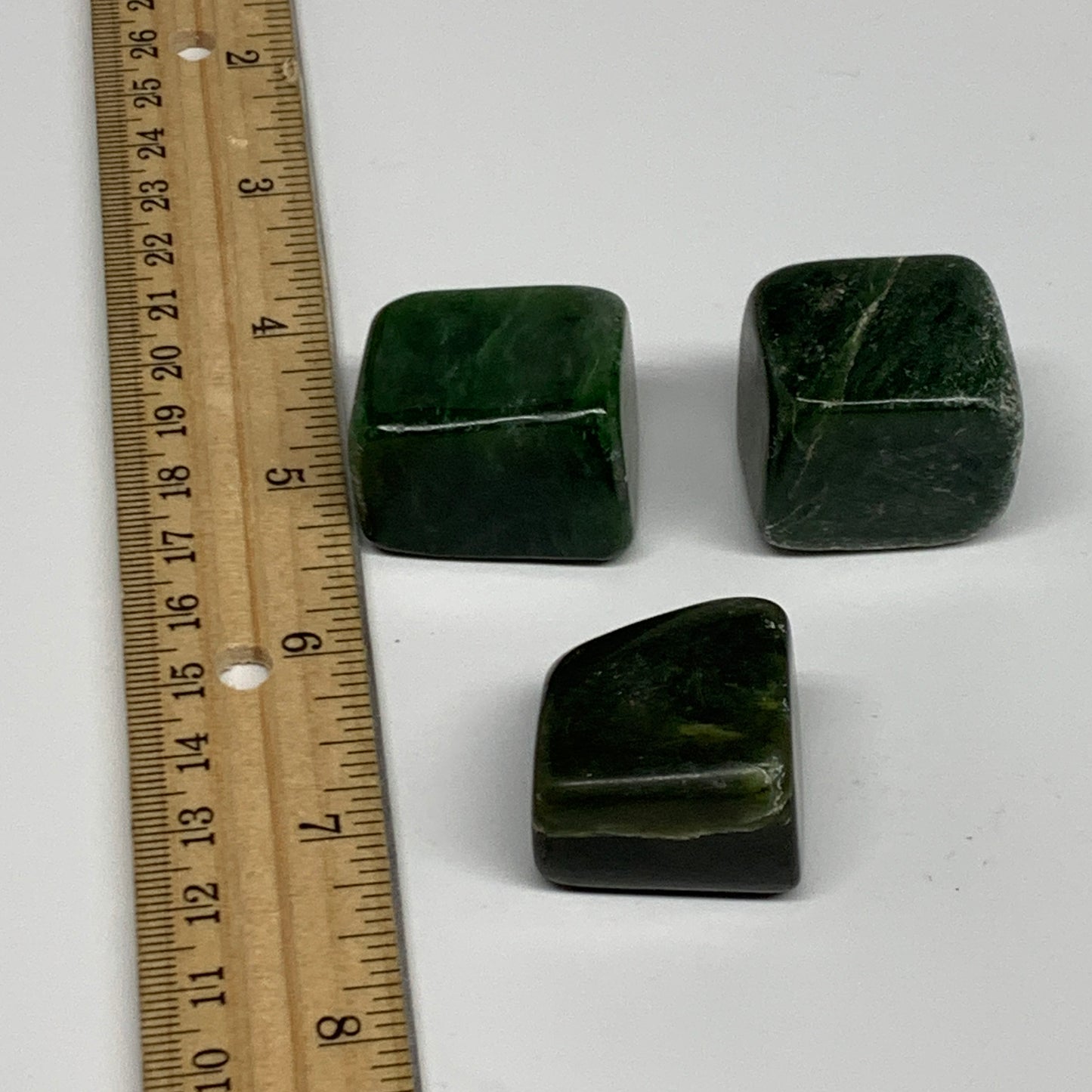 132.9g, 1"-1.2", 3pcs, Natural Nephrite Jade Tumbled Stone @Afghanistan,B31877