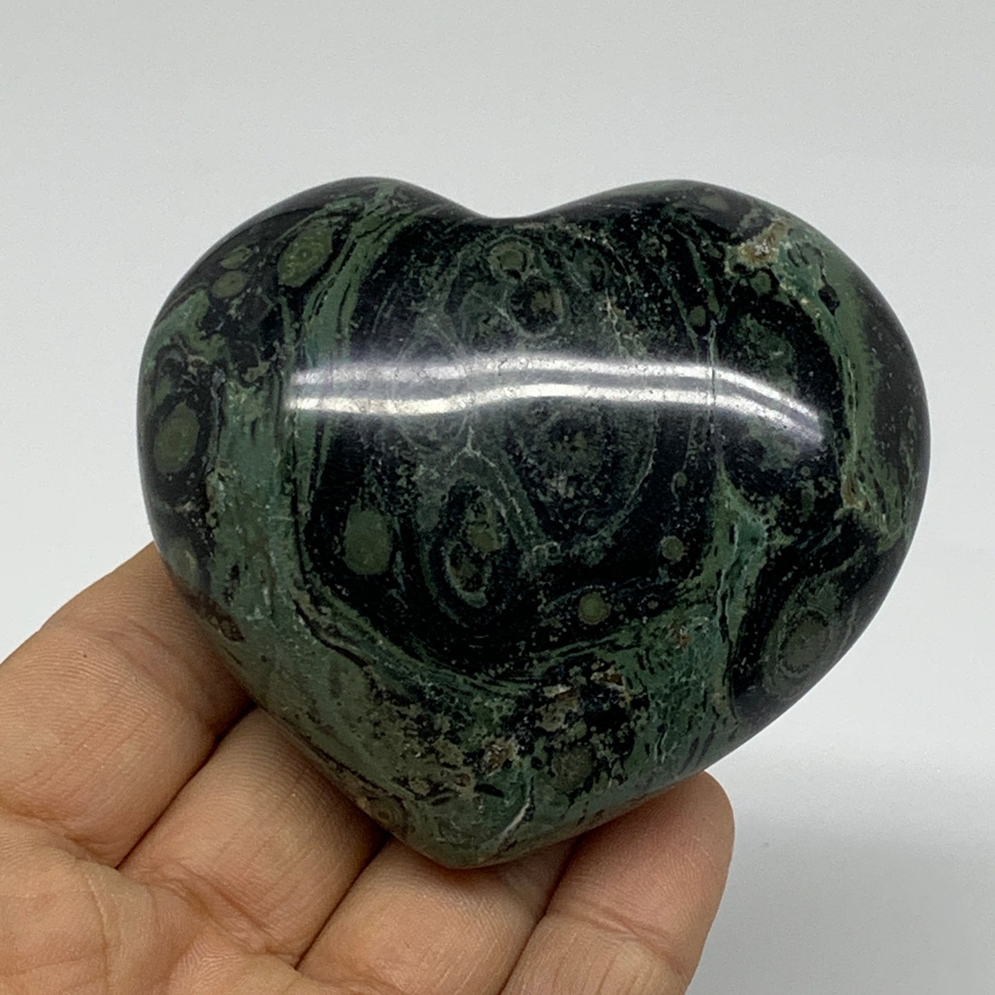 0.49 lbs, 2.5"x2.9"x1.4", Kambaba Jasper Heart Crocodile Polished Crystal, B3755