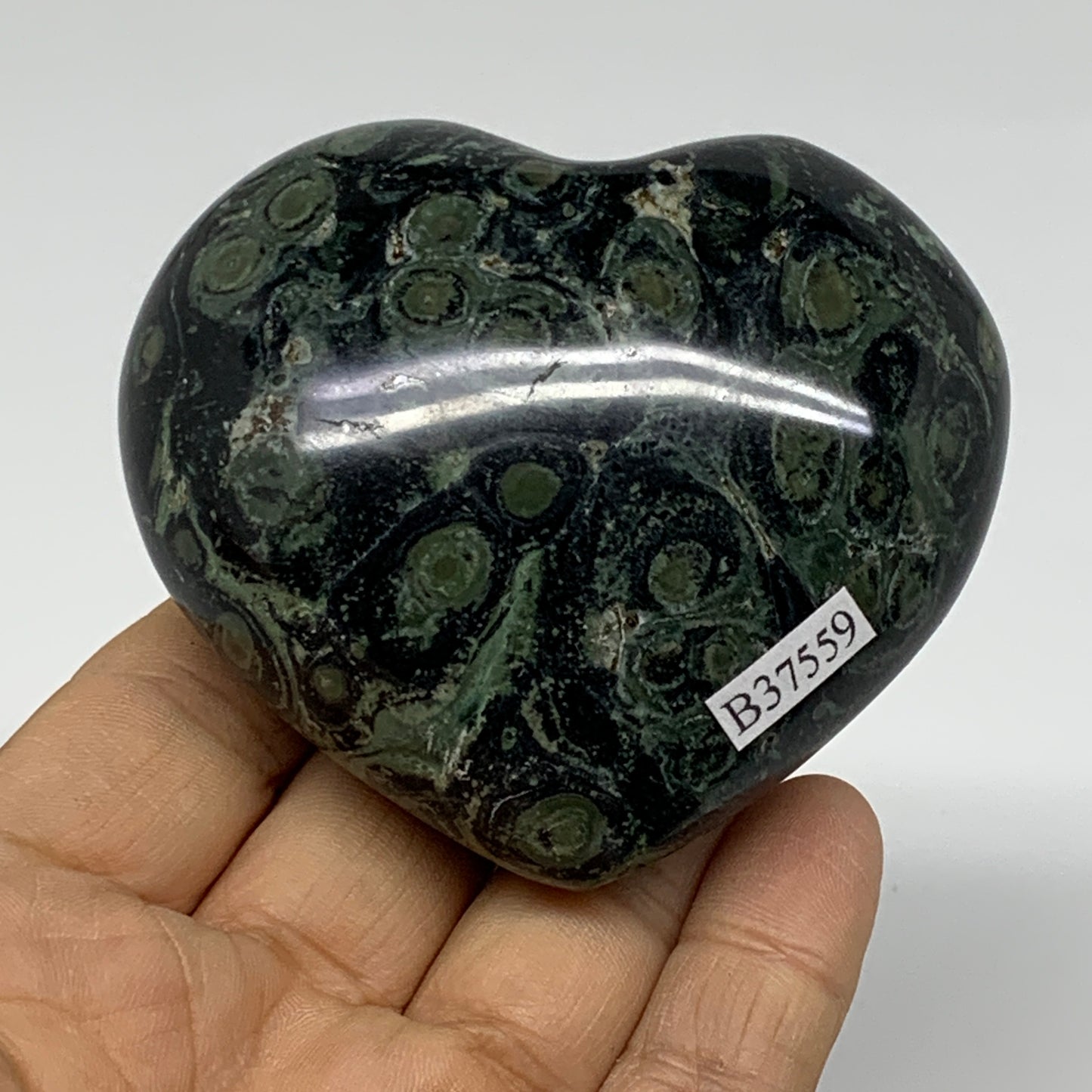 0.49 lbs, 2.5"x2.9"x1.4", Kambaba Jasper Heart Crocodile Polished Crystal, B3755