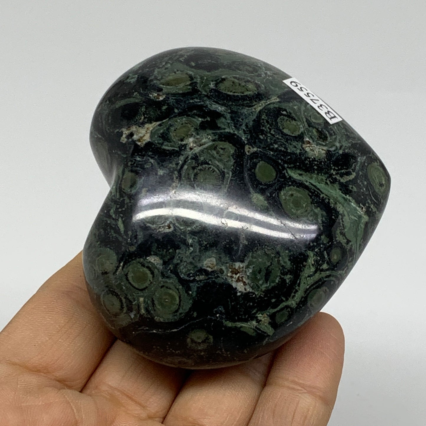 0.49 lbs, 2.5"x2.9"x1.4", Kambaba Jasper Heart Crocodile Polished Crystal, B3755