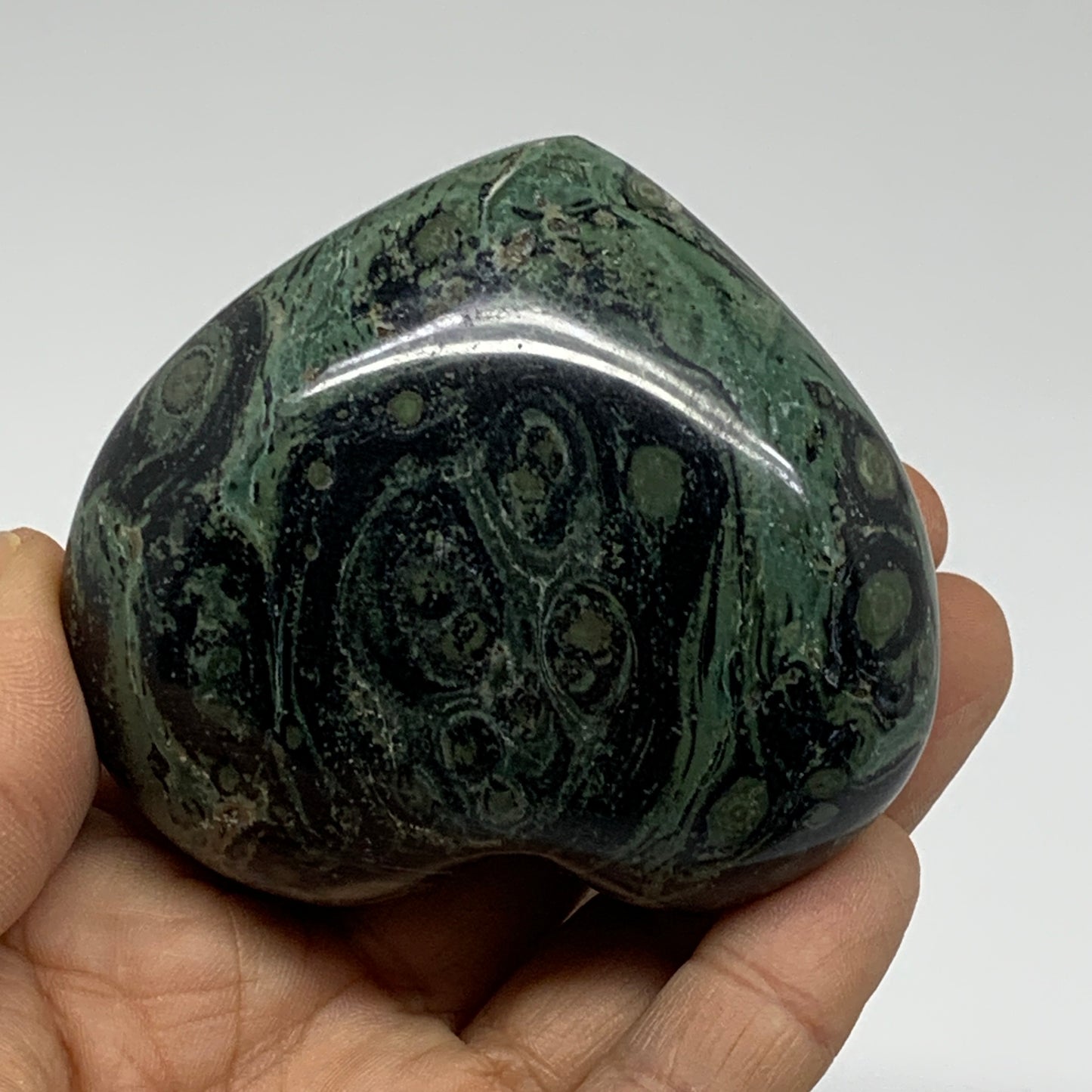 0.49 lbs, 2.5"x2.9"x1.4", Kambaba Jasper Heart Crocodile Polished Crystal, B3755