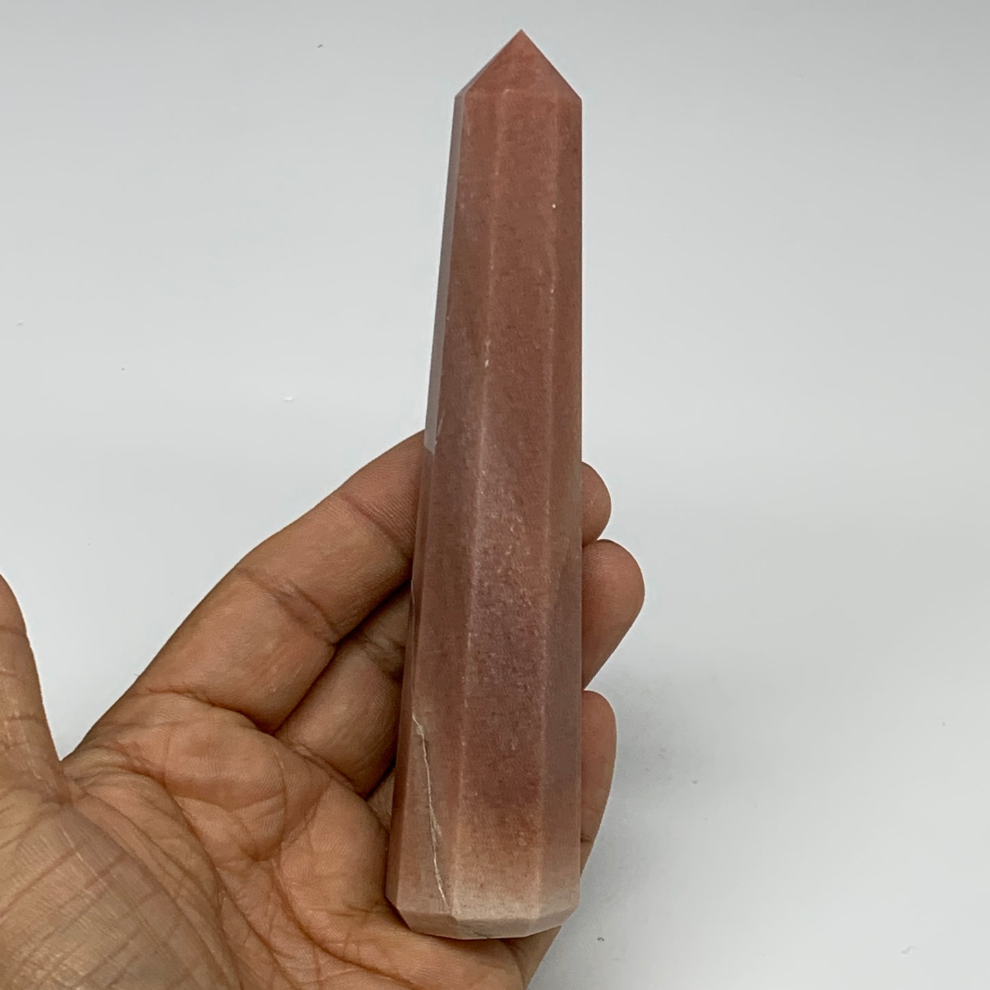 142.9g, 5.2"x1"x1" Red Aventurine Tower Obelisk Point Crystal @India,B31092