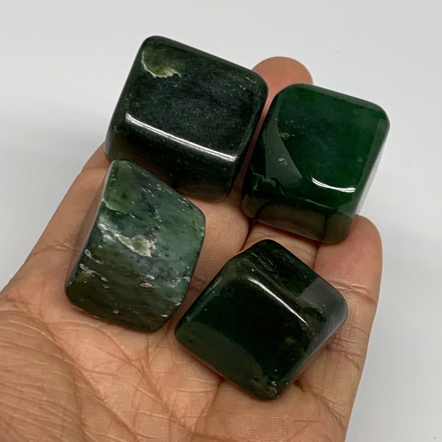 146.5g, 0.9"-1.1", 4pcs, Natural Nephrite Jade Tumbled Stone @Afghanistan,B31879