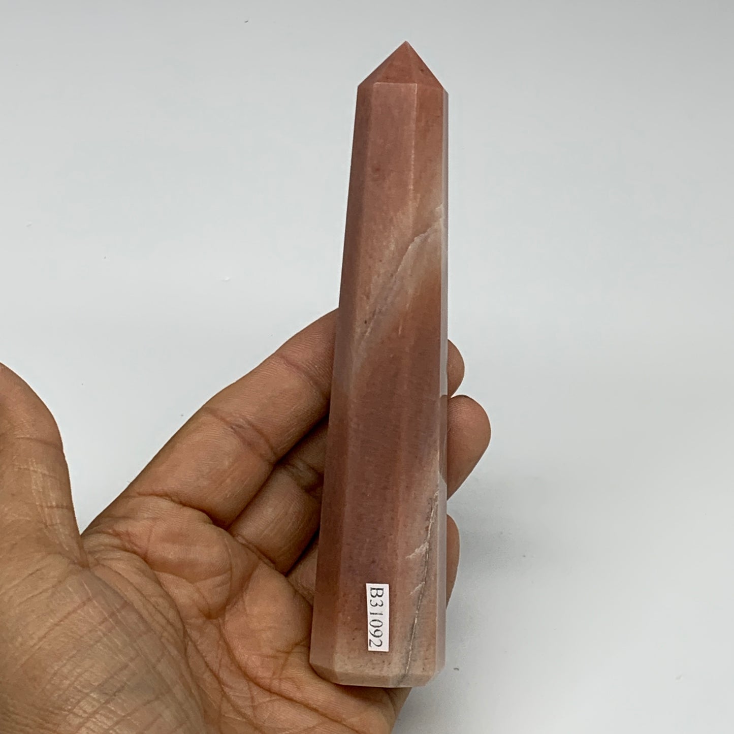 142.9g, 5.2"x1"x1" Red Aventurine Tower Obelisk Point Crystal @India,B31092