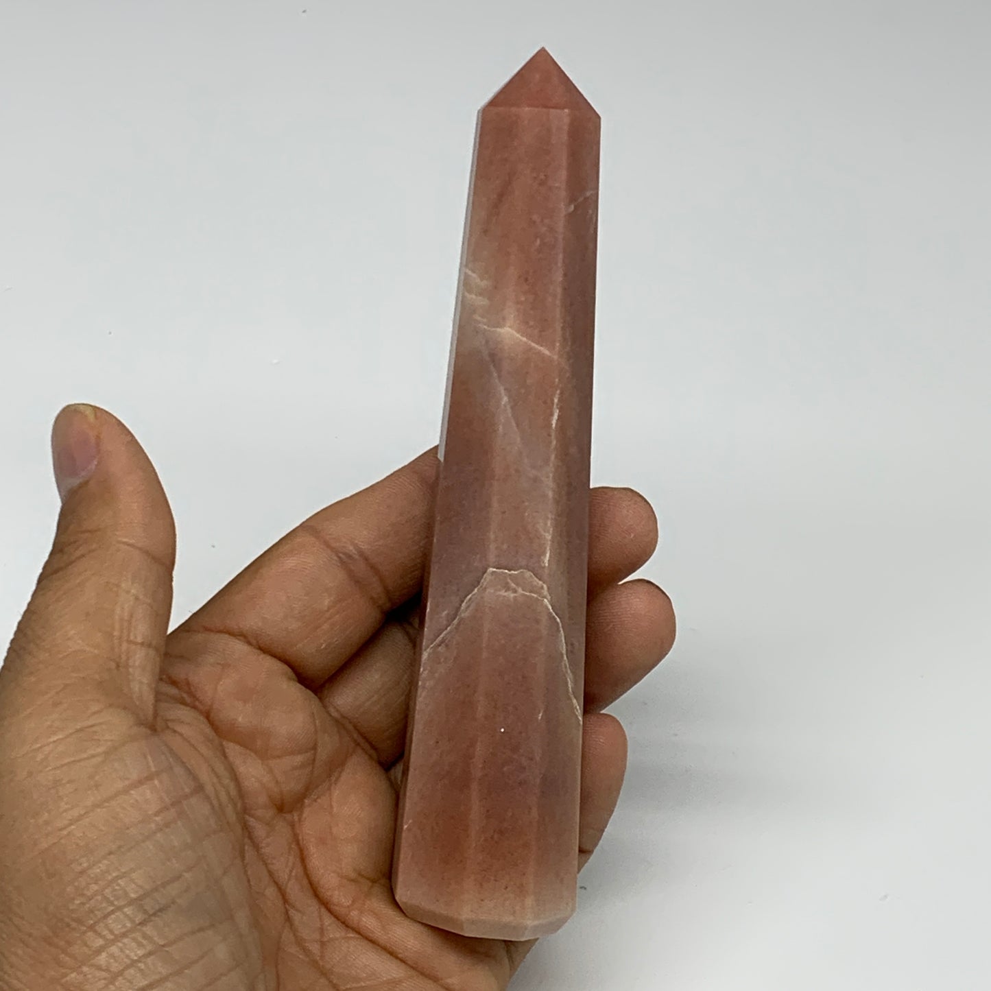 142.9g, 5.2"x1"x1" Red Aventurine Tower Obelisk Point Crystal @India,B31092