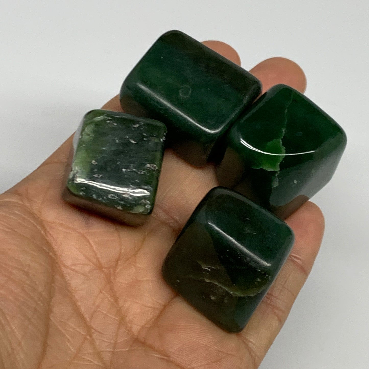 146.5g, 0.9"-1.1", 4pcs, Natural Nephrite Jade Tumbled Stone @Afghanistan,B31879