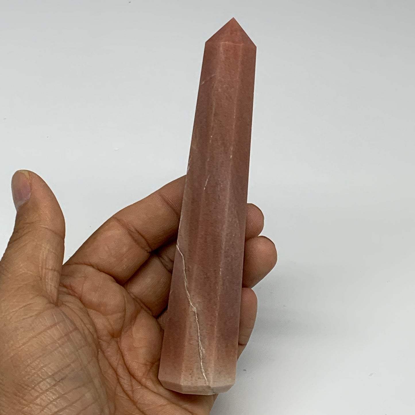 142.9g, 5.2"x1"x1" Red Aventurine Tower Obelisk Point Crystal @India,B31092