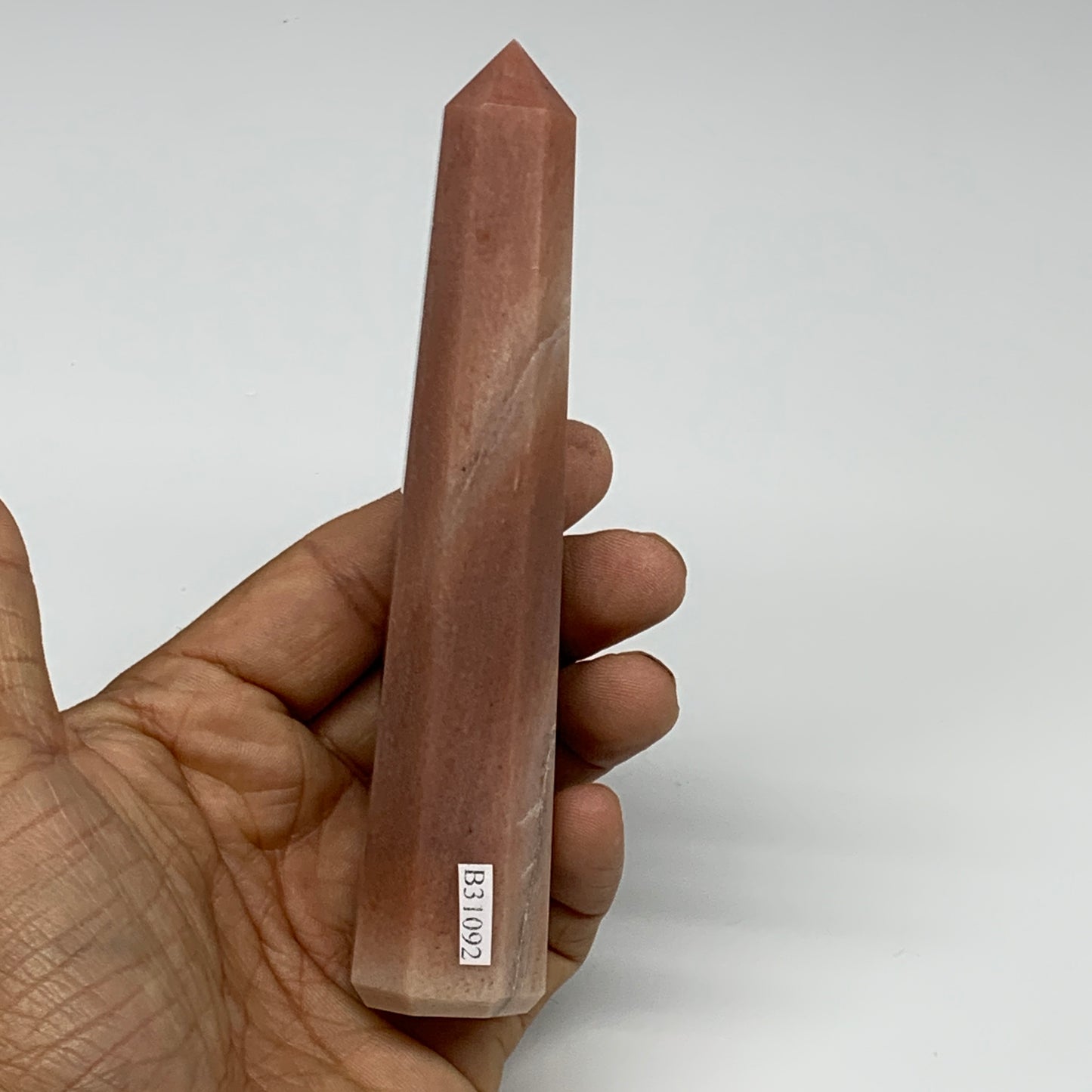 142.9g, 5.2"x1"x1" Red Aventurine Tower Obelisk Point Crystal @India,B31092