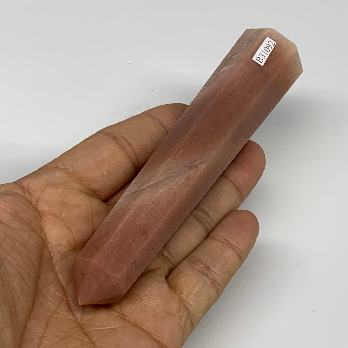 142.9g, 5.2"x1"x1" Red Aventurine Tower Obelisk Point Crystal @India,B31092