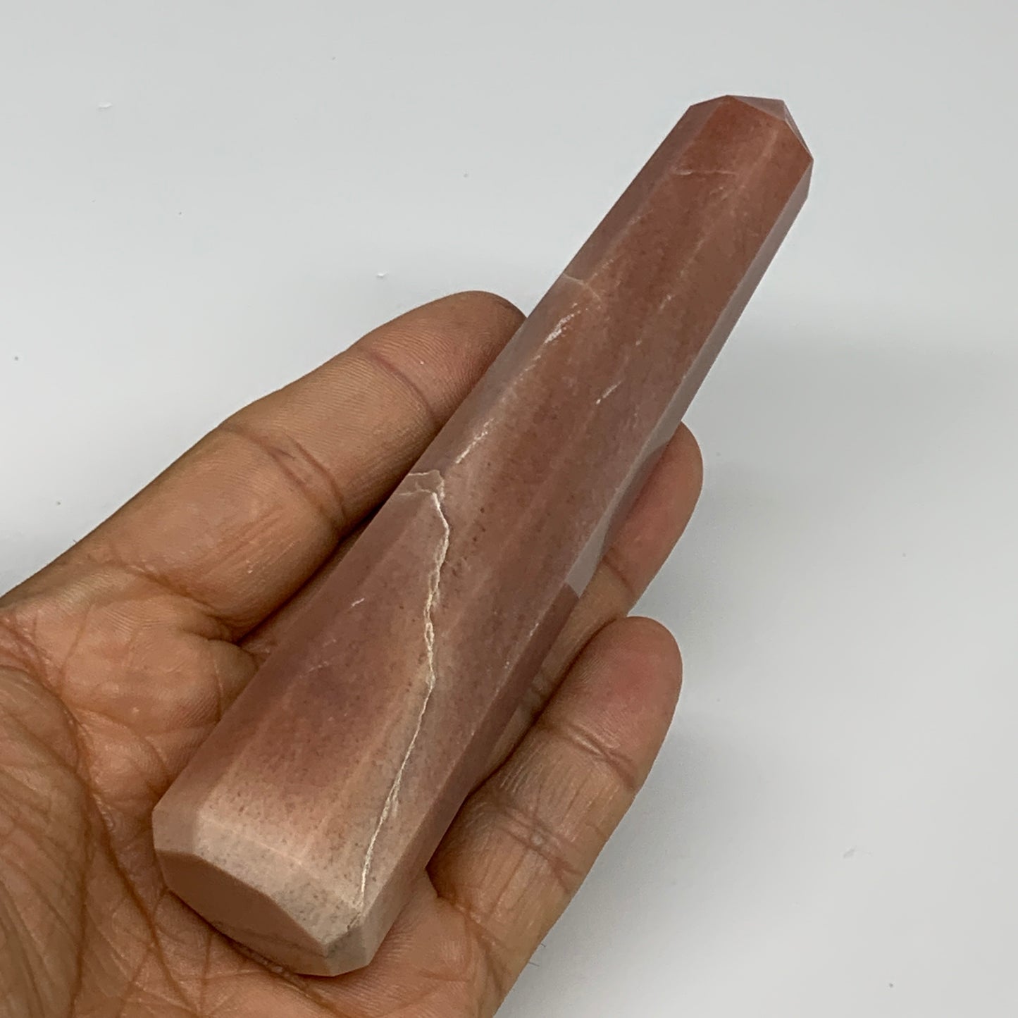 142.9g, 5.2"x1"x1" Red Aventurine Tower Obelisk Point Crystal @India,B31092