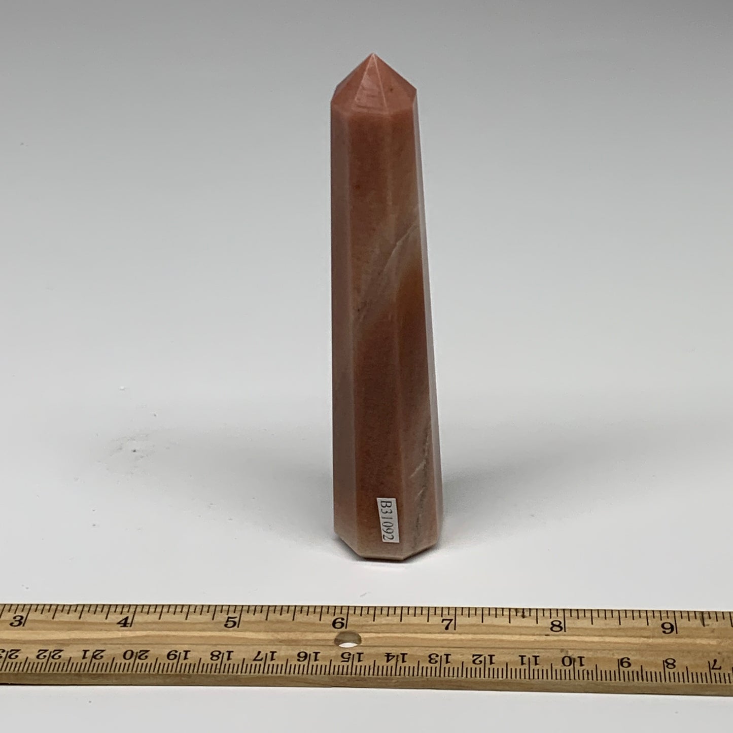 142.9g, 5.2"x1"x1" Red Aventurine Tower Obelisk Point Crystal @India,B31092