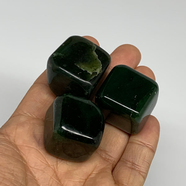 129.5g, 1"-1.2", 3pcs, Natural Nephrite Jade Tumbled Stone @Afghanistan,B31880