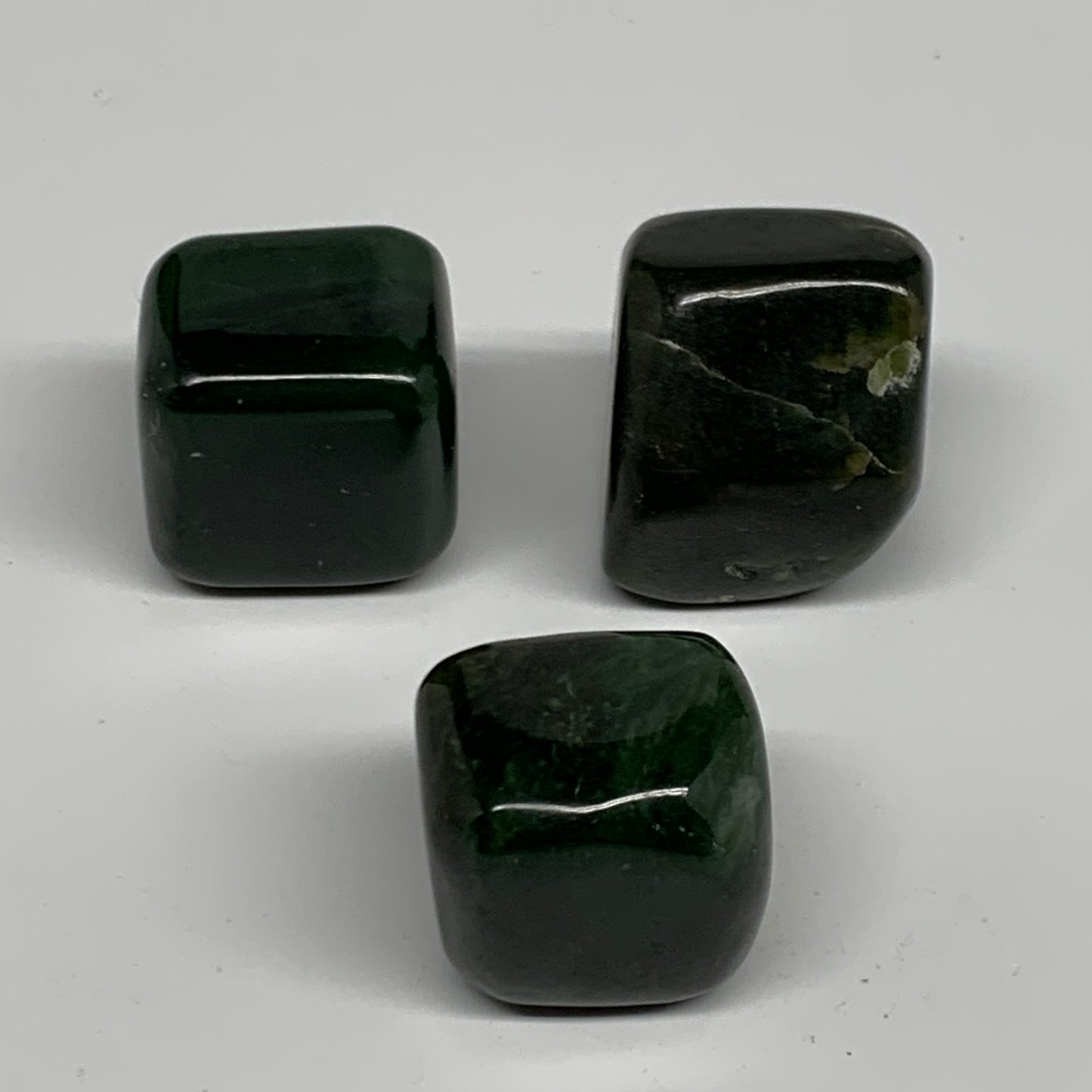 129.5g, 1"-1.2", 3pcs, Natural Nephrite Jade Tumbled Stone @Afghanistan,B31880