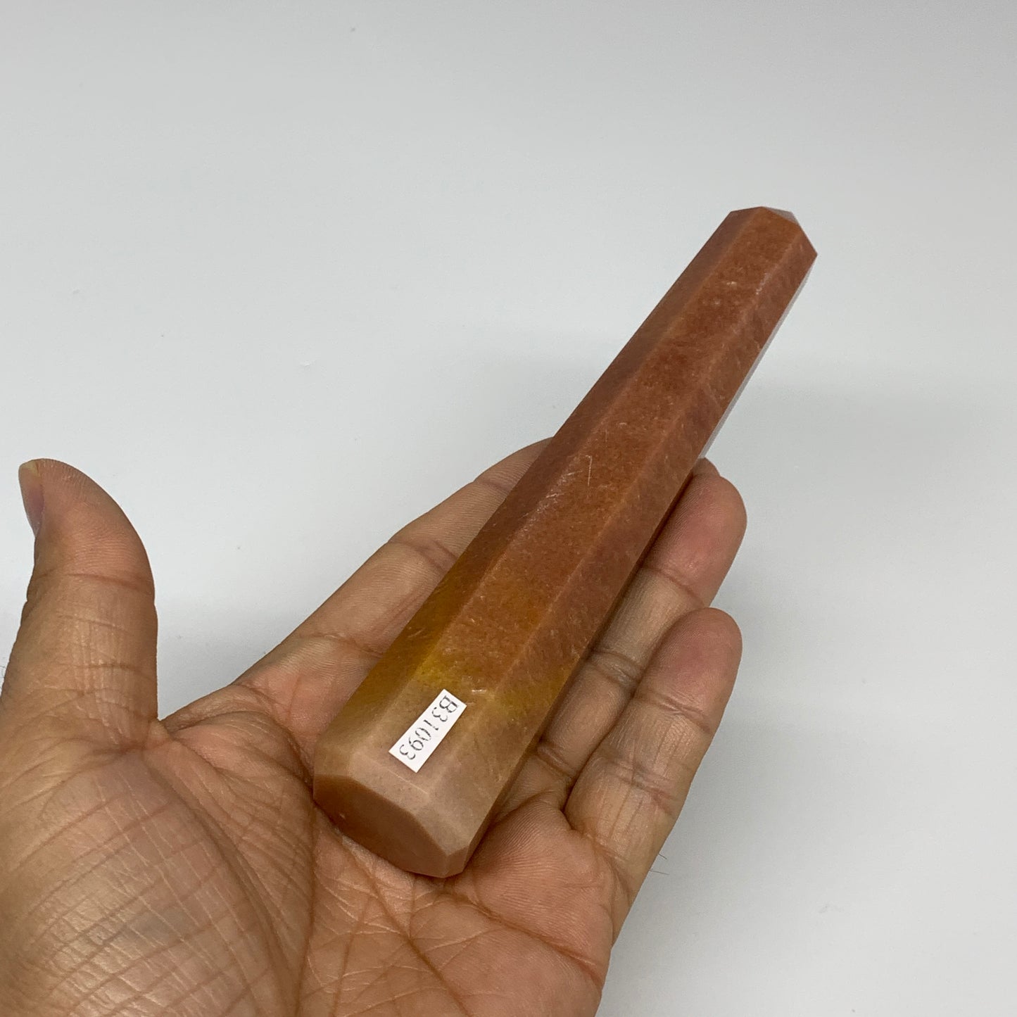 165.5g, 5.8"x1.1"x1" Red Aventurine Tower Obelisk Point Crystal @India,B31093