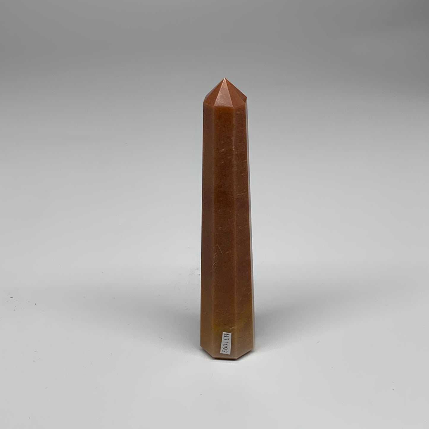 165.5g, 5.8"x1.1"x1" Red Aventurine Tower Obelisk Point Crystal @India,B31093