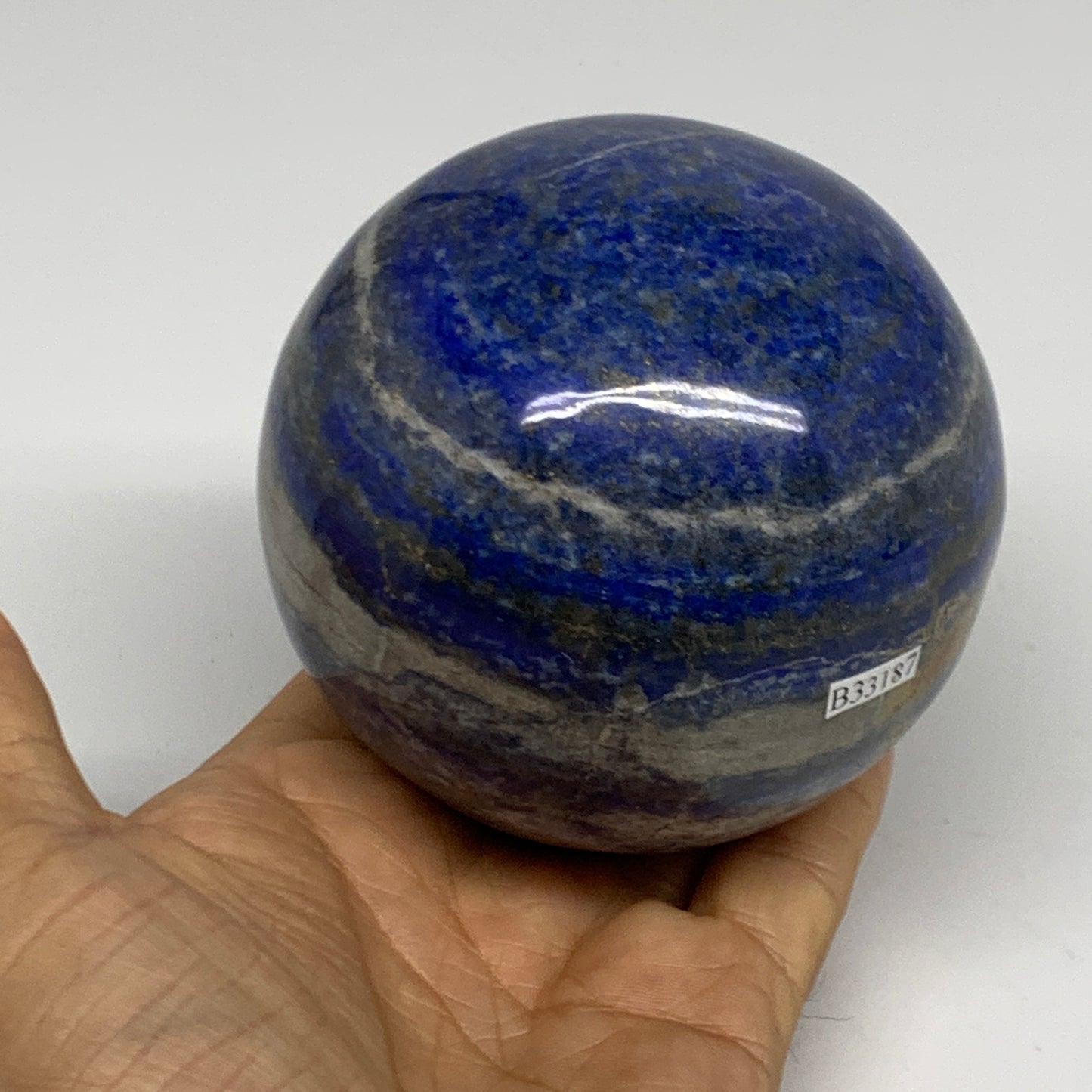 2.19 lbs, 3.4" (86mm), Lapis Lazuli Sphere Ball Gemstone @Afghanistan, B33187