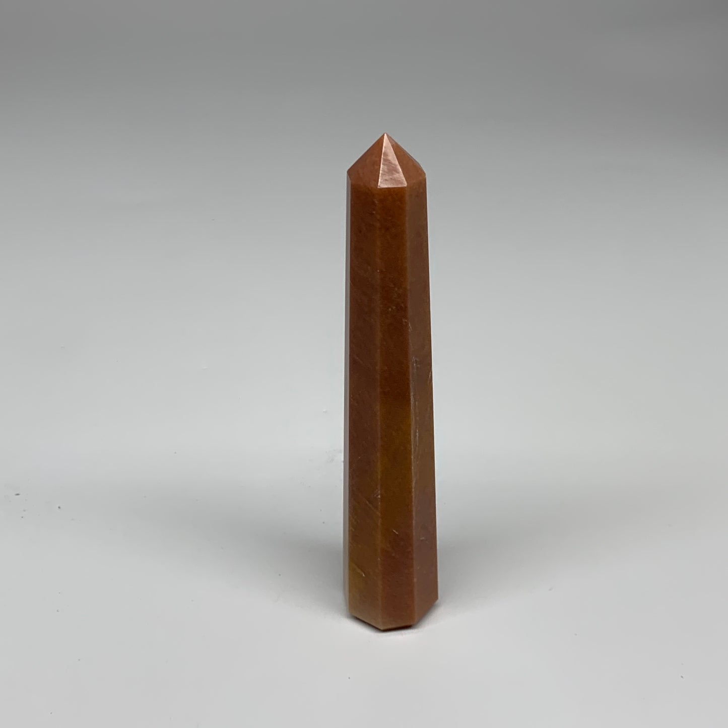 165.5g, 5.8"x1.1"x1" Red Aventurine Tower Obelisk Point Crystal @India,B31093