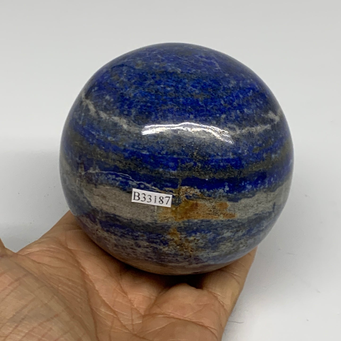 2.19 lbs, 3.4" (86mm), Lapis Lazuli Sphere Ball Gemstone @Afghanistan, B33187