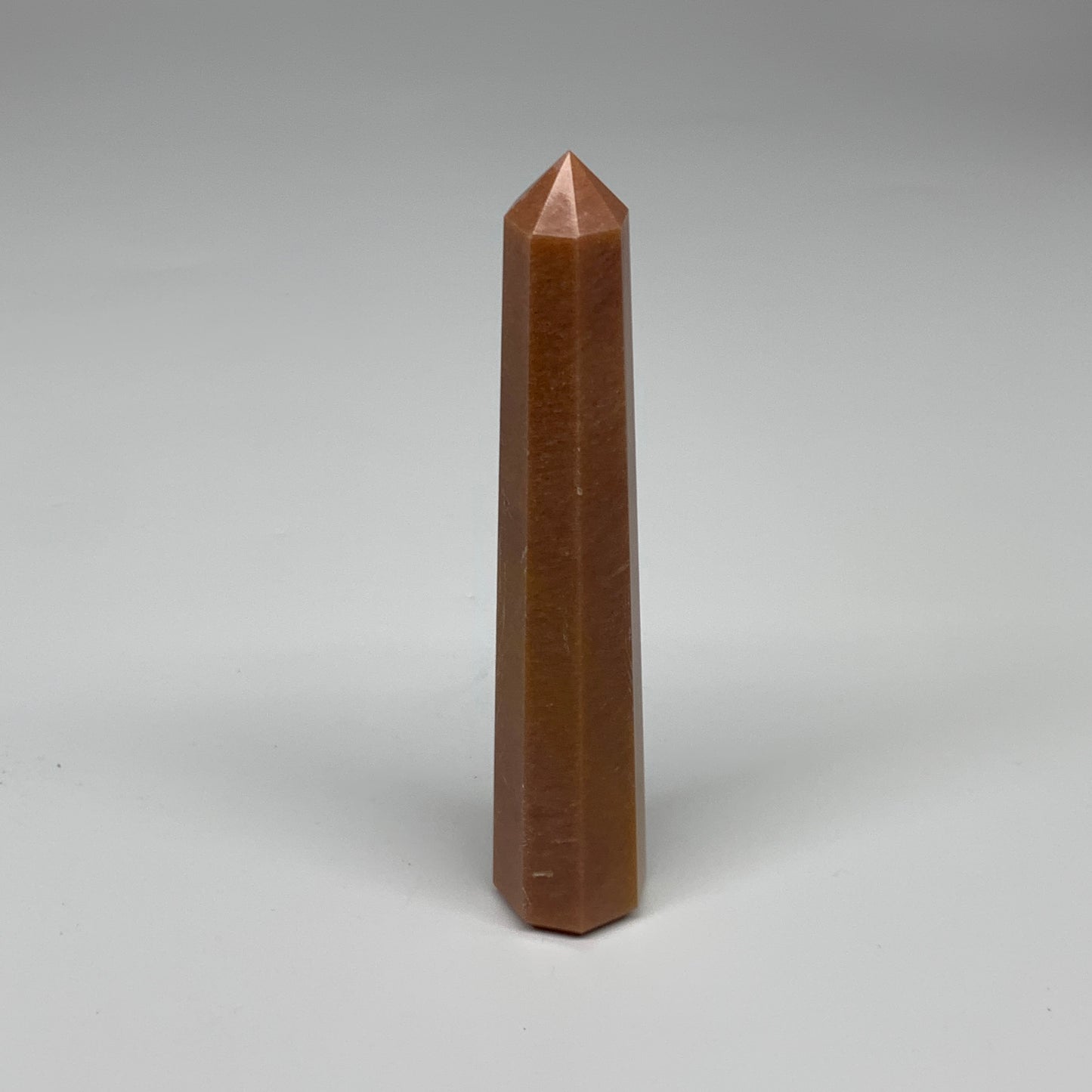 165.5g, 5.8"x1.1"x1" Red Aventurine Tower Obelisk Point Crystal @India,B31093