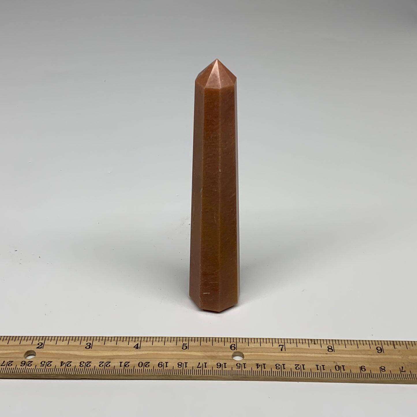 165.5g, 5.8"x1.1"x1" Red Aventurine Tower Obelisk Point Crystal @India,B31093