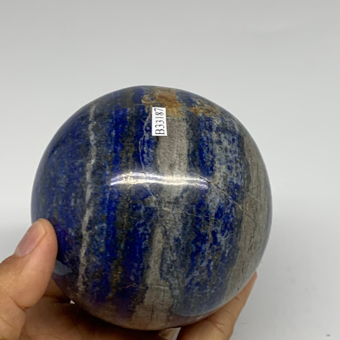 2.19 lbs, 3.4" (86mm), Lapis Lazuli Sphere Ball Gemstone @Afghanistan, B33187