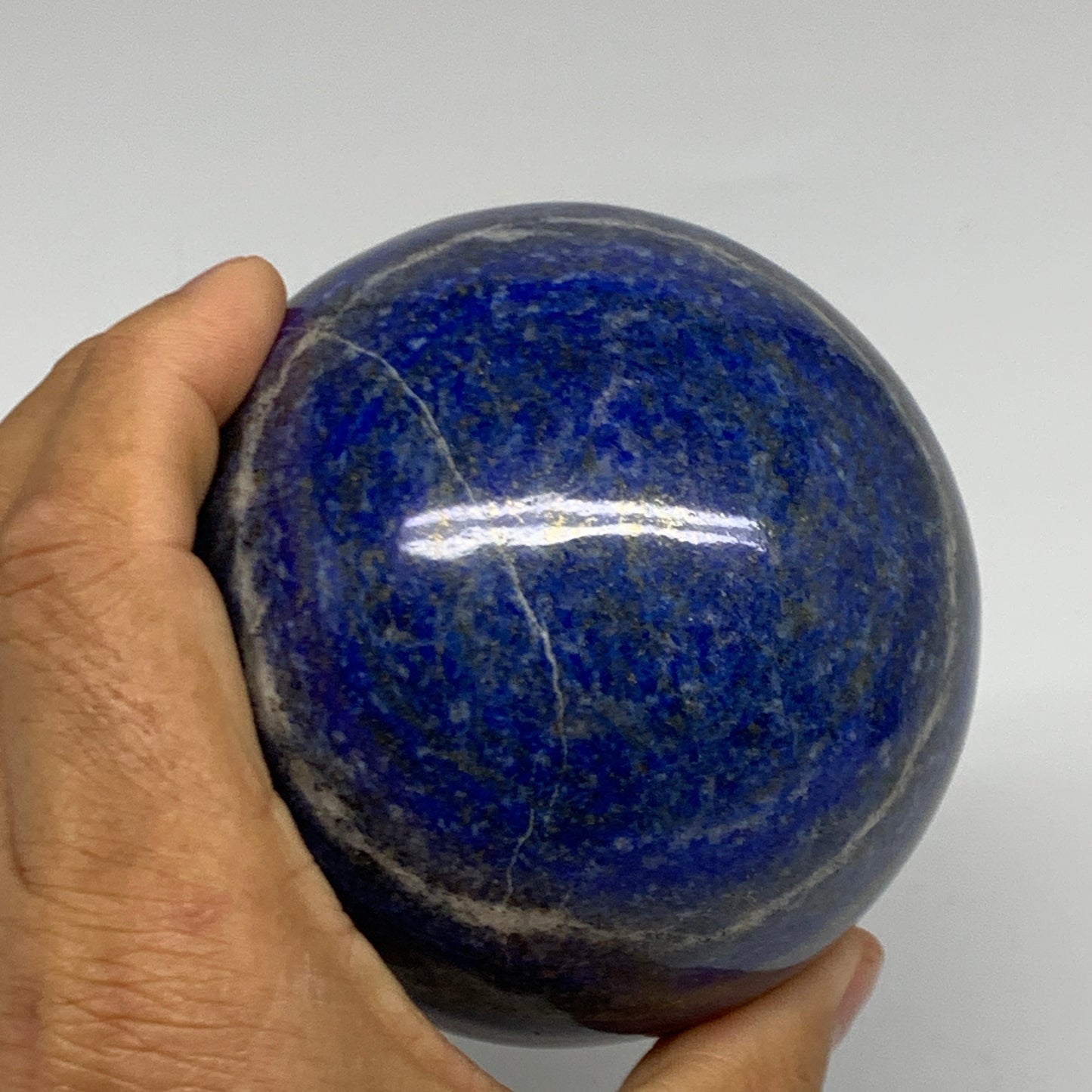 2.19 lbs, 3.4" (86mm), Lapis Lazuli Sphere Ball Gemstone @Afghanistan, B33187
