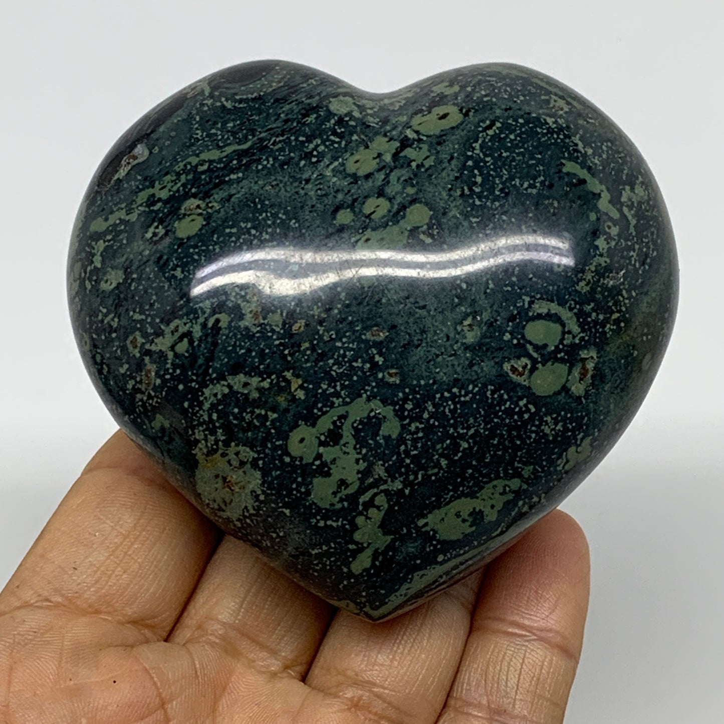 0.69 lbs, 3"x3.1"x1.6", Kambaba Jasper Heart Crocodile Polished Crystal, B37562