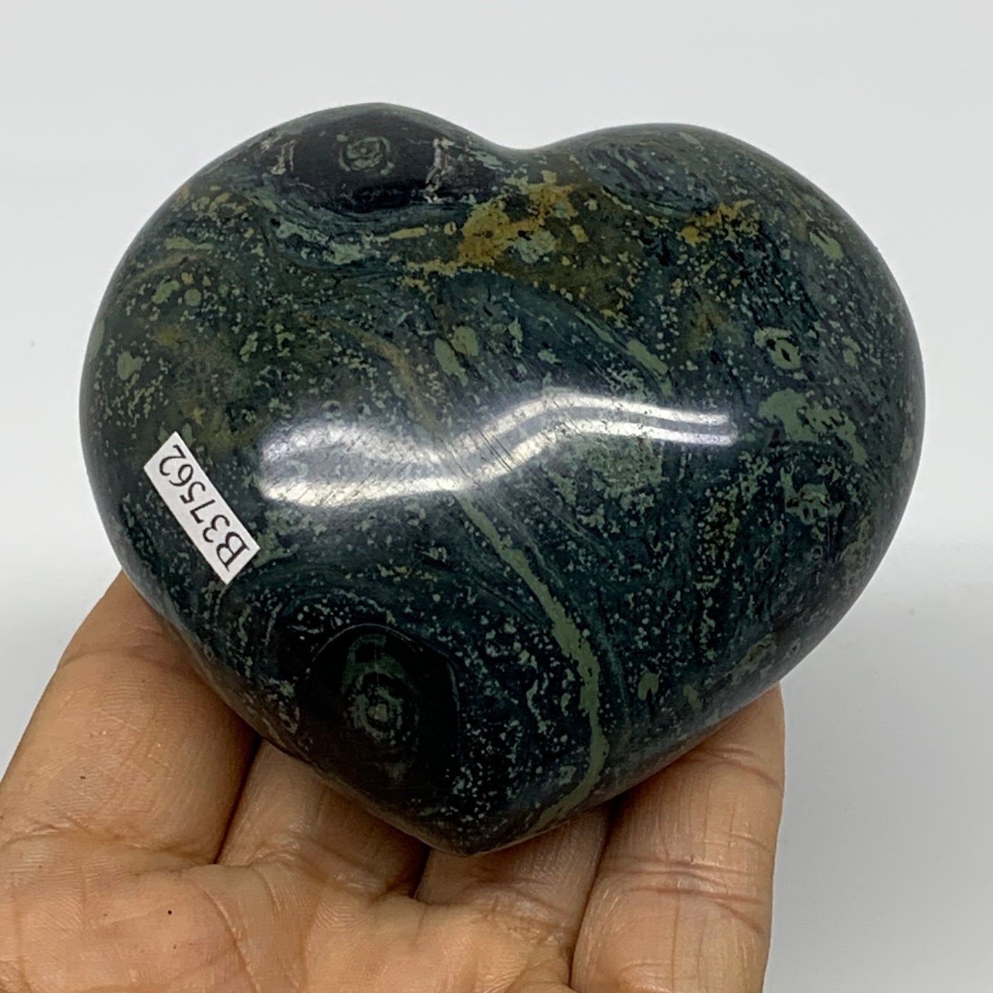 0.69 lbs, 3"x3.1"x1.6", Kambaba Jasper Heart Crocodile Polished Crystal, B37562
