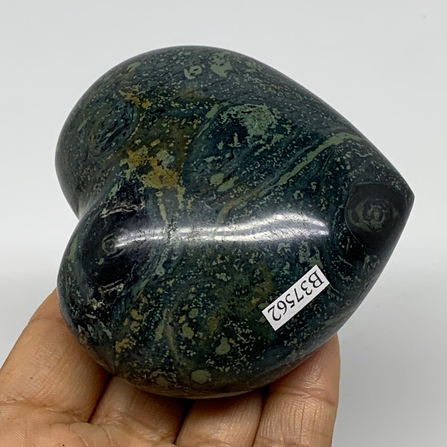 0.69 lbs, 3"x3.1"x1.6", Kambaba Jasper Heart Crocodile Polished Crystal, B37562