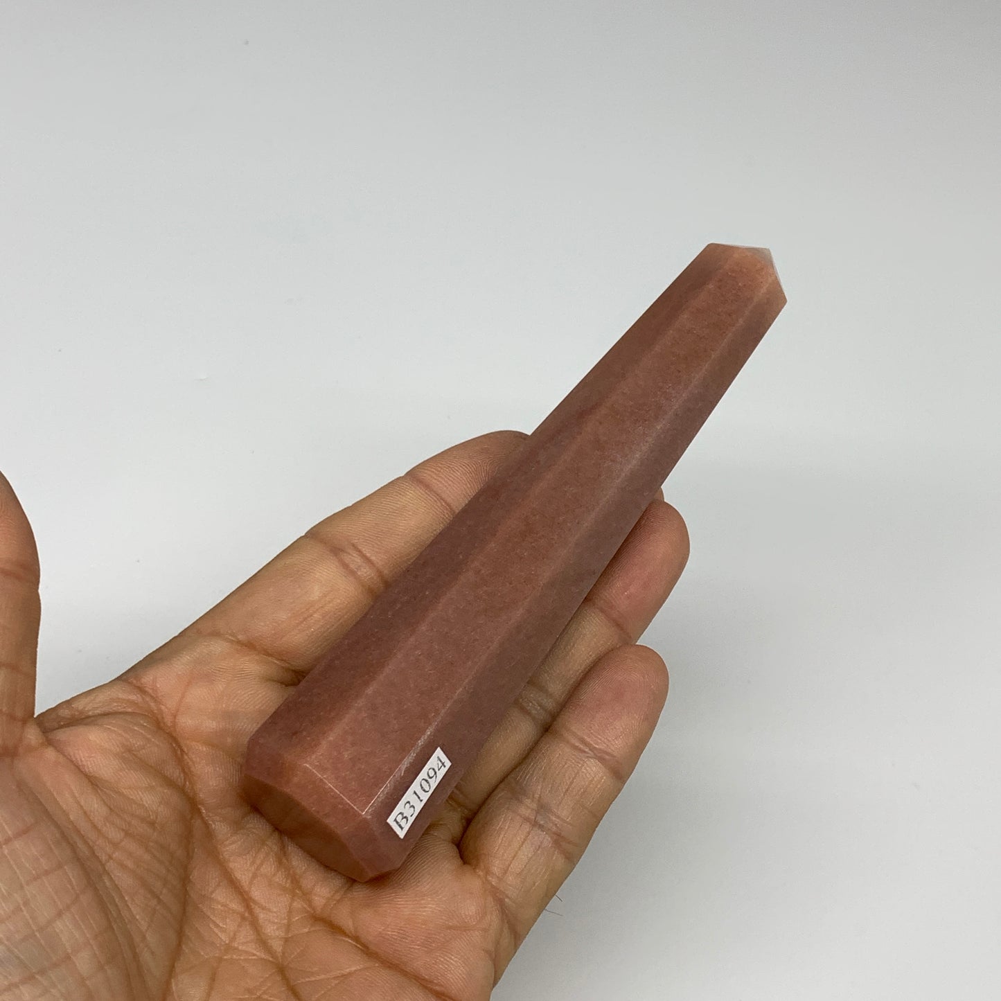 146.1g, 5.2"x1.1"x1" Red Aventurine Tower Obelisk Point Crystal @India,B31094