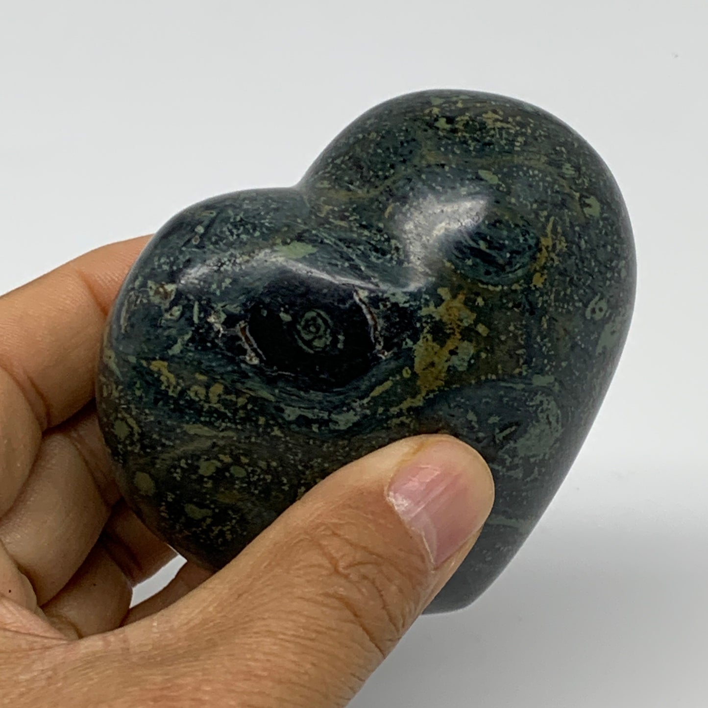 0.69 lbs, 3"x3.1"x1.6", Kambaba Jasper Heart Crocodile Polished Crystal, B37562