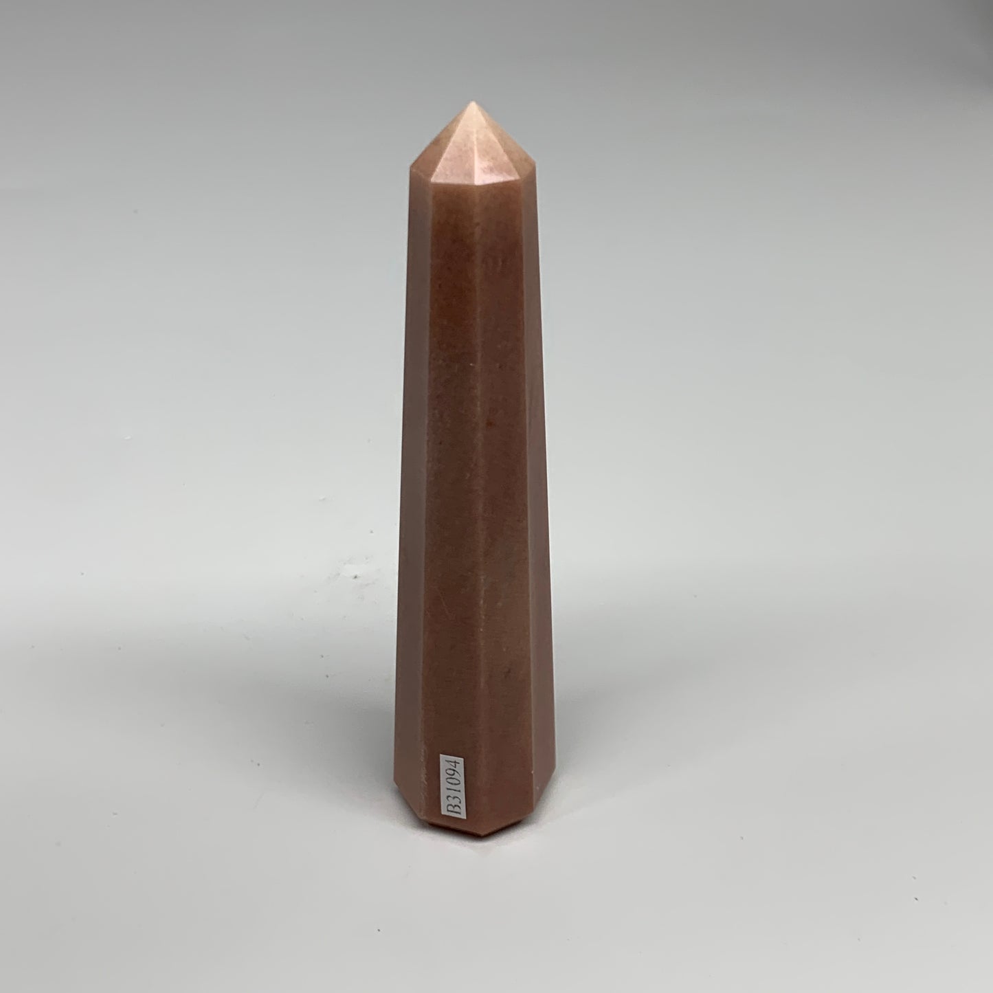 146.1g, 5.2"x1.1"x1" Red Aventurine Tower Obelisk Point Crystal @India,B31094