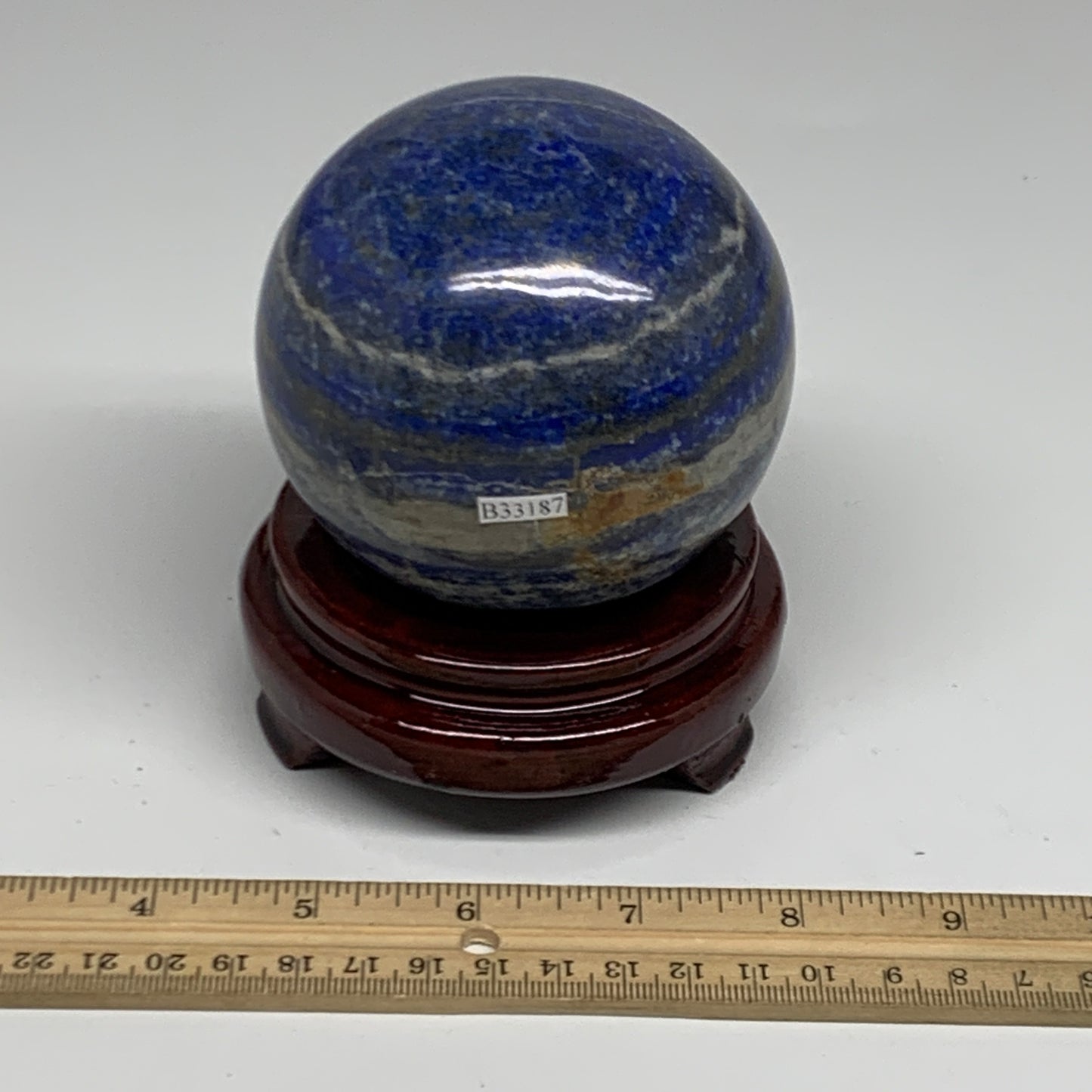 2.19 lbs, 3.4" (86mm), Lapis Lazuli Sphere Ball Gemstone @Afghanistan, B33187