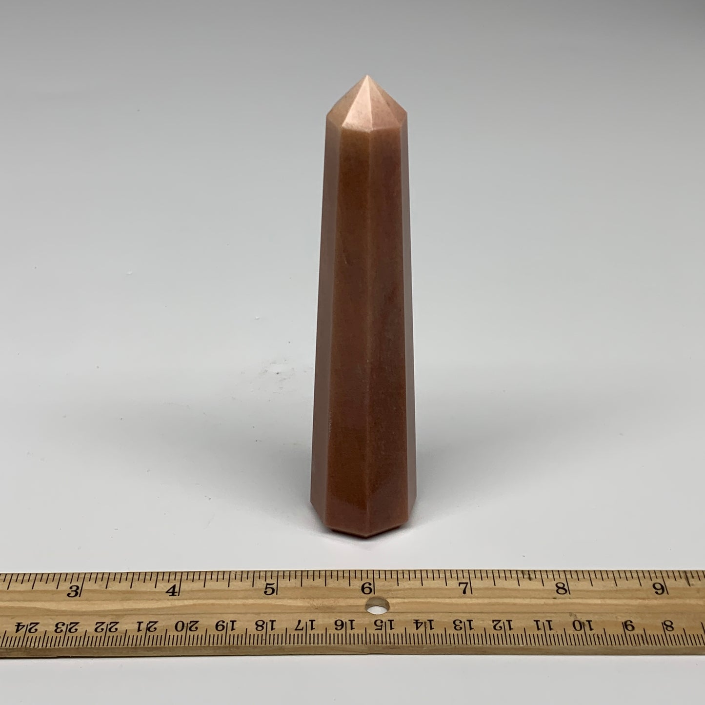 146.1g, 5.2"x1.1"x1" Red Aventurine Tower Obelisk Point Crystal @India,B31094