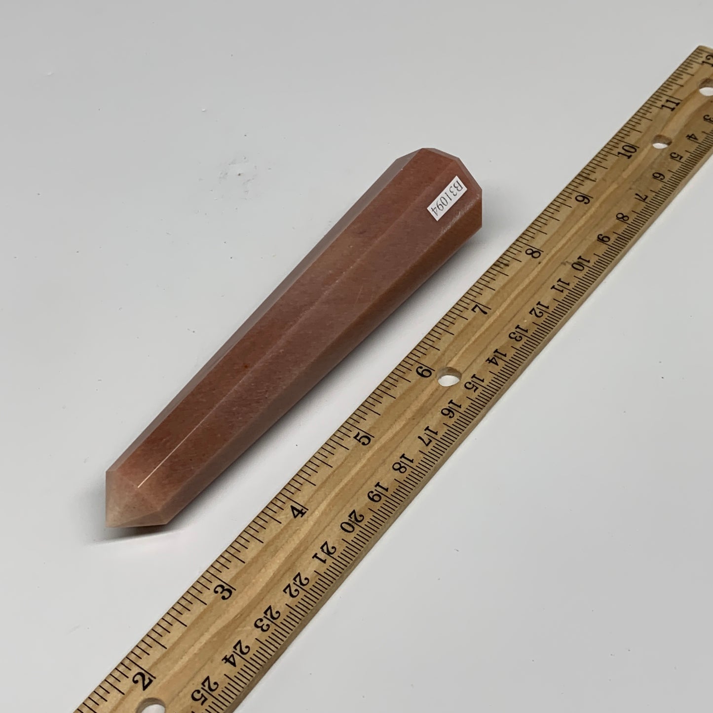 146.1g, 5.2"x1.1"x1" Red Aventurine Tower Obelisk Point Crystal @India,B31094