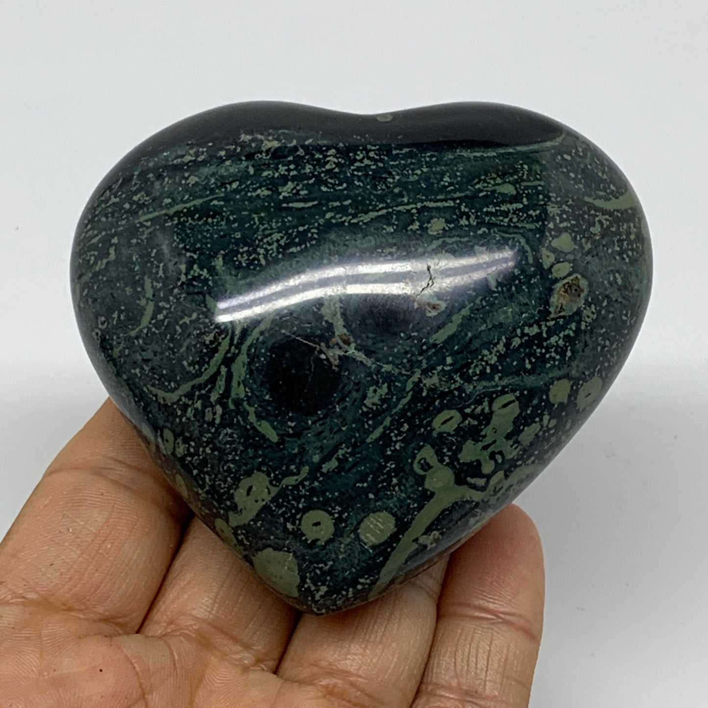 0.60 lbs, 2.9"x3"x1.6", Kambaba Jasper Heart Crocodile Polished Crystal, B37563