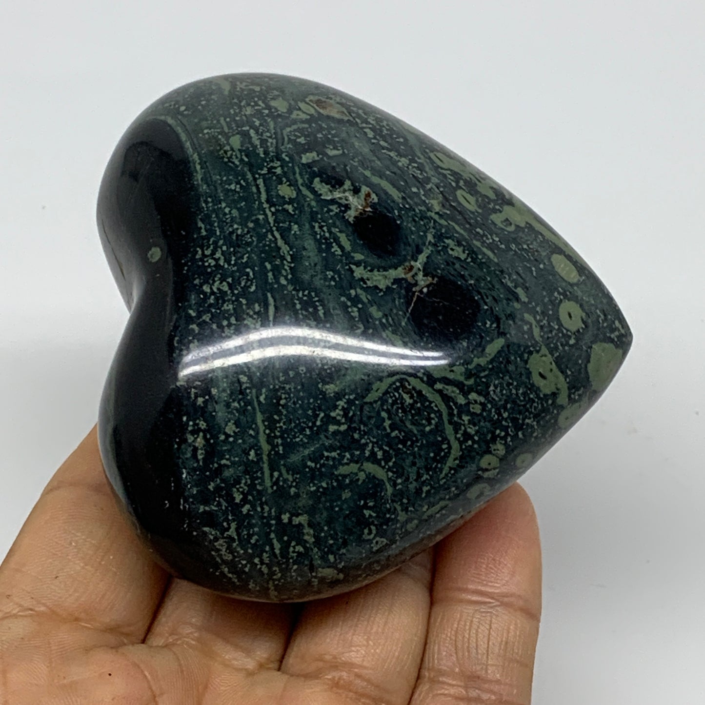0.60 lbs, 2.9"x3"x1.6", Kambaba Jasper Heart Crocodile Polished Crystal, B37563