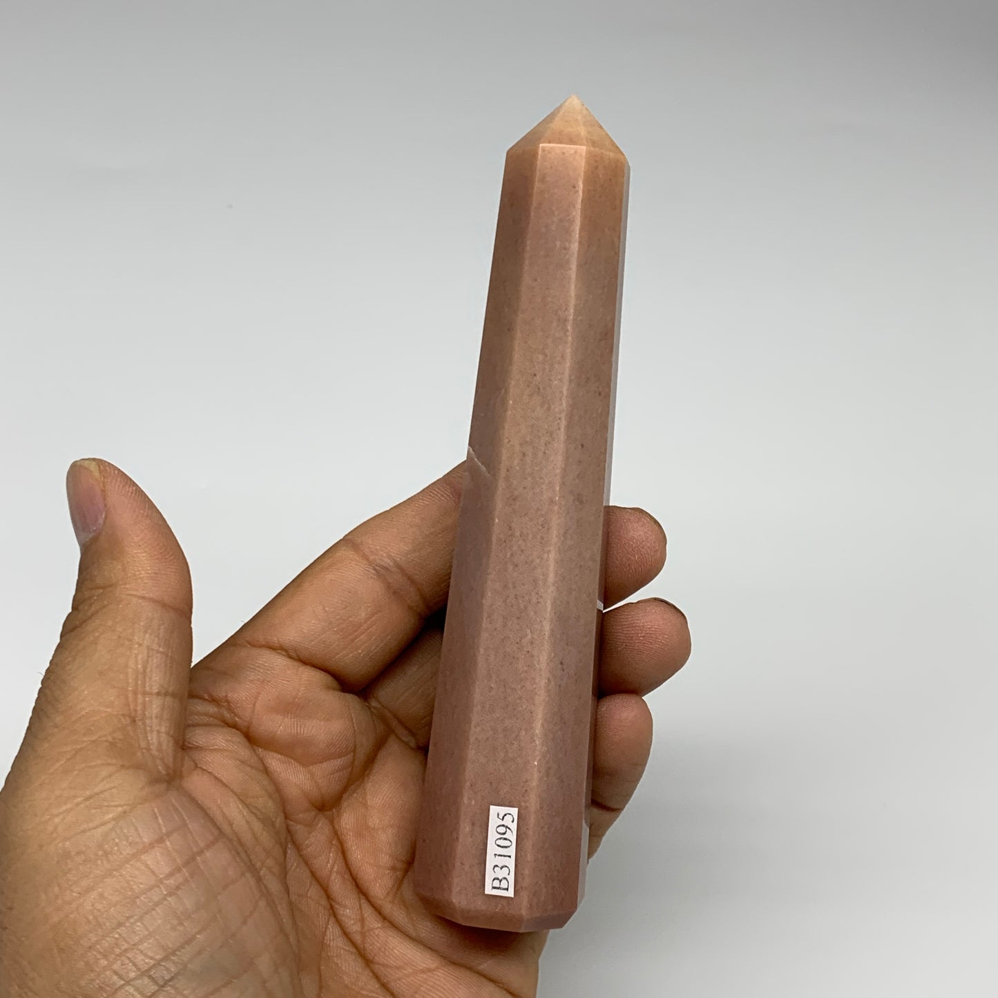 140.1g, 5.1"x1"x1" Red Aventurine Tower Obelisk Point Crystal @India,B31095