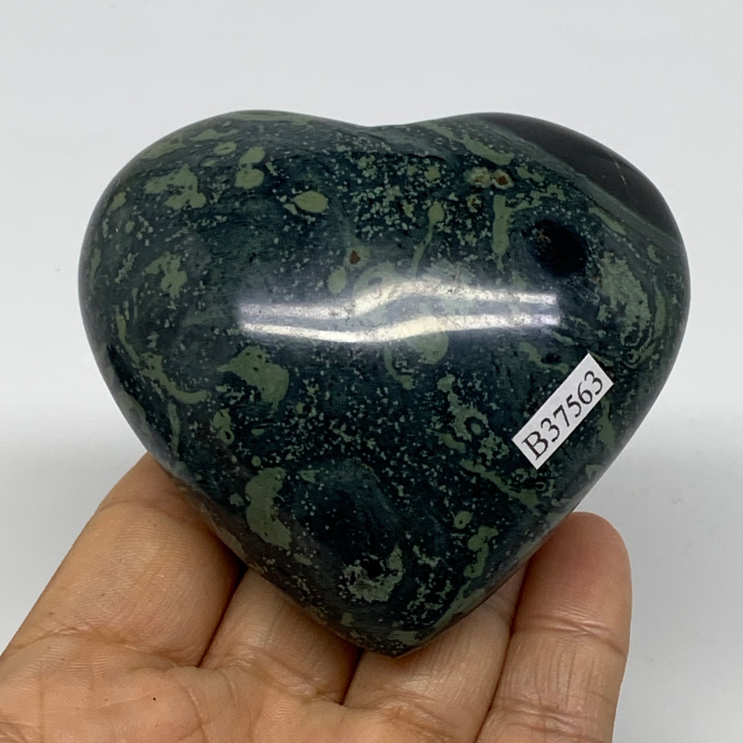 0.60 lbs, 2.9"x3"x1.6", Kambaba Jasper Heart Crocodile Polished Crystal, B37563