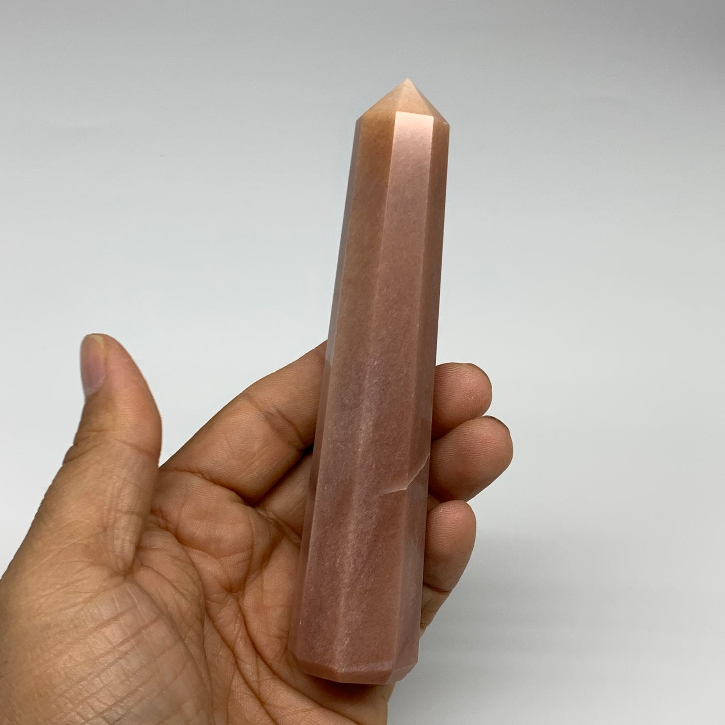 140.1g, 5.1"x1"x1" Red Aventurine Tower Obelisk Point Crystal @India,B31095