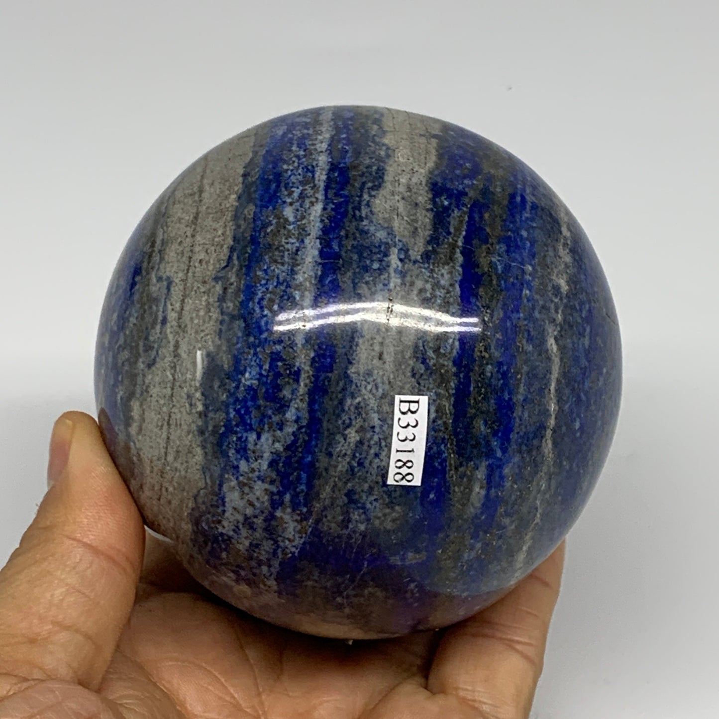 2.11 lbs, 3.3" (84mm), Lapis Lazuli Sphere Ball Gemstone @Afghanistan, B33188