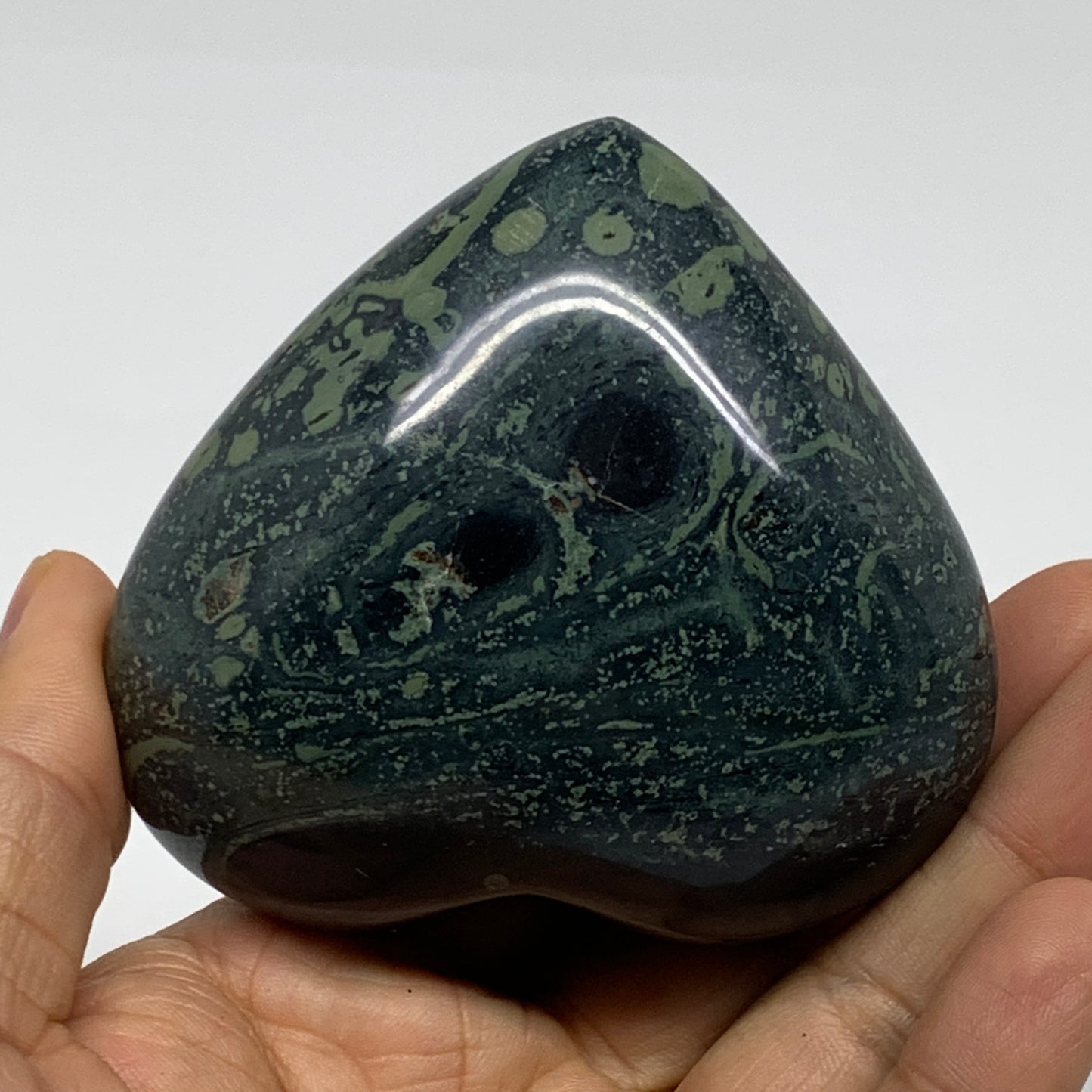 0.60 lbs, 2.9"x3"x1.6", Kambaba Jasper Heart Crocodile Polished Crystal, B37563