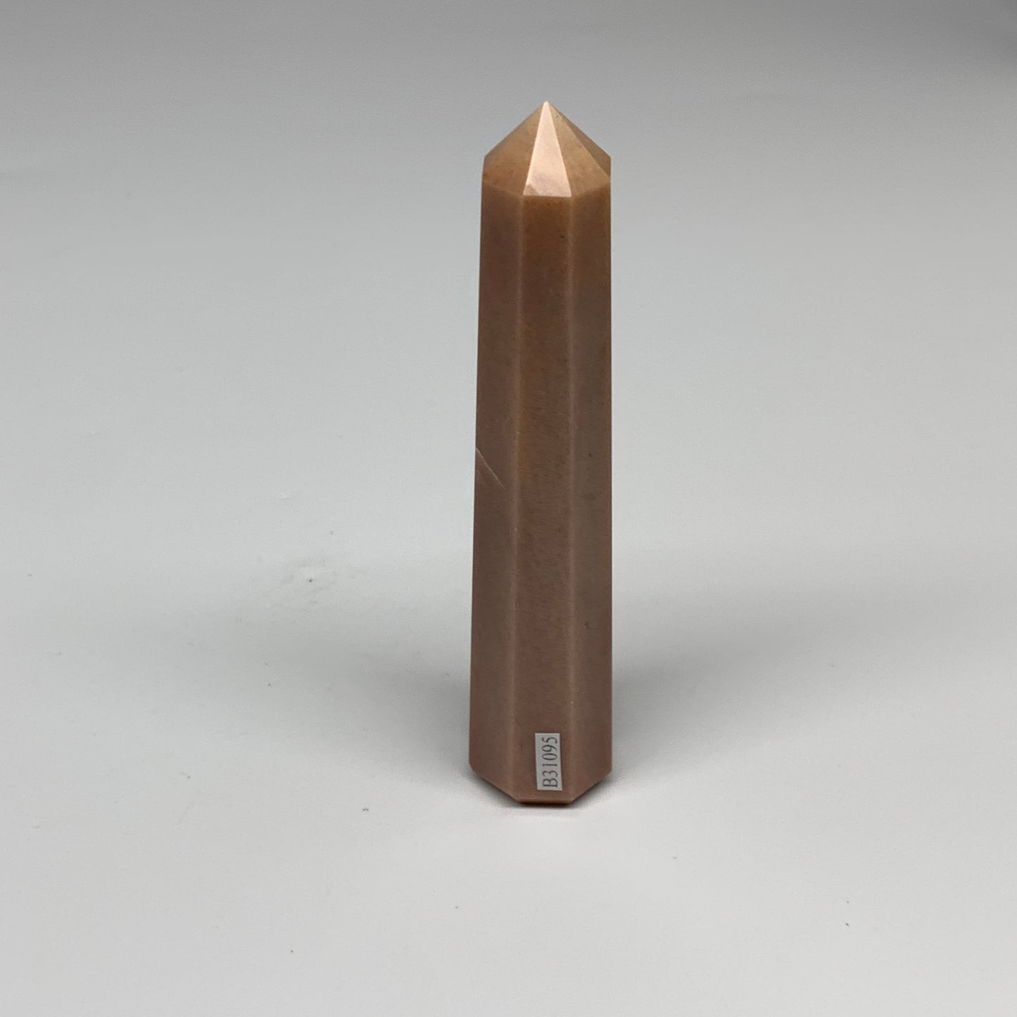 140.1g, 5.1"x1"x1" Red Aventurine Tower Obelisk Point Crystal @India,B31095