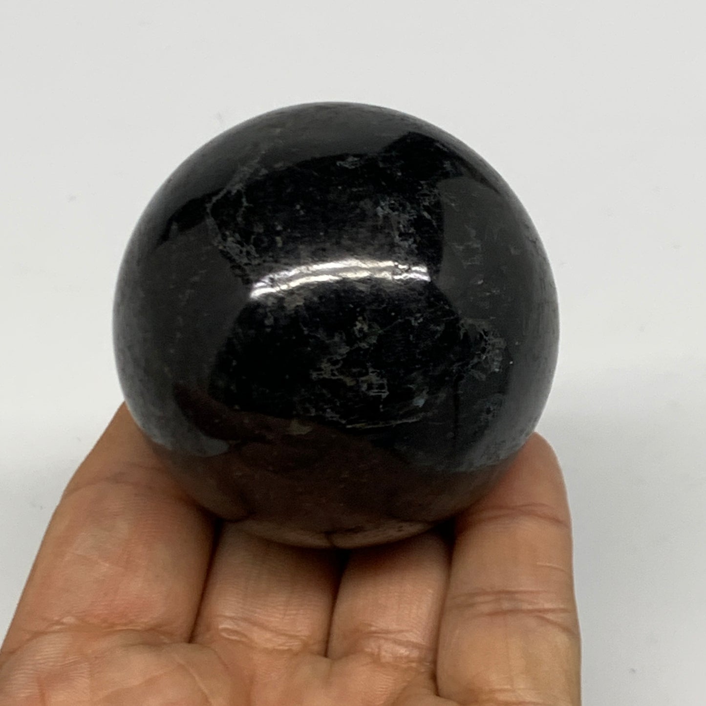 252.2g,2.1"(53mm), Natural Black Tourmaline Sphere Ball Gemstone @Brazil,B27292