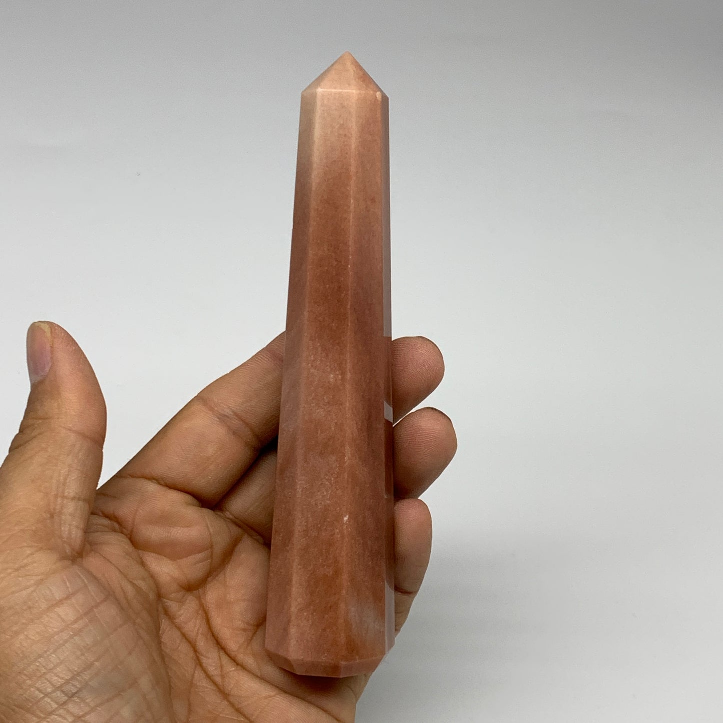 144.5g, 5.3"x1"x1" Red Aventurine Tower Obelisk Point Crystal @India,B31096
