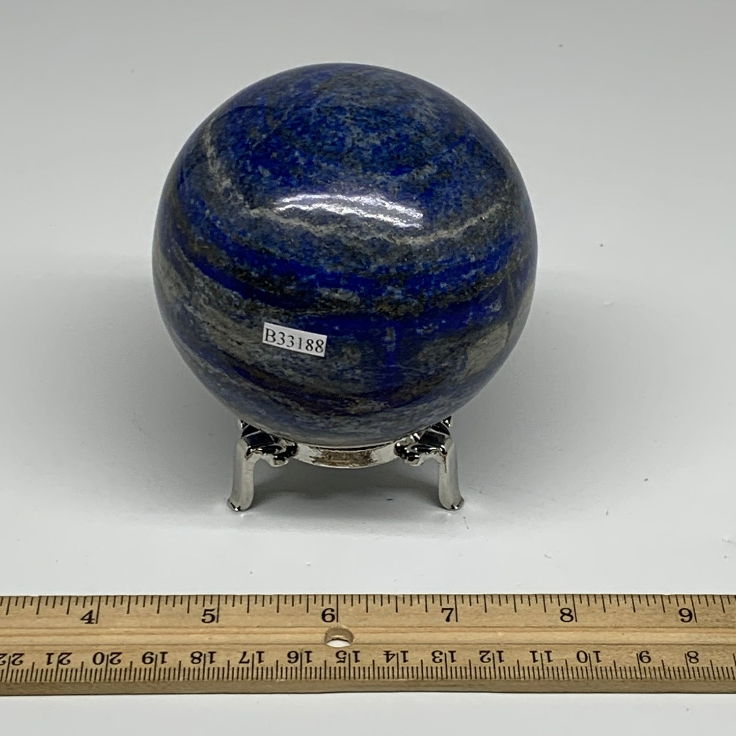 2.11 lbs, 3.3" (84mm), Lapis Lazuli Sphere Ball Gemstone @Afghanistan, B33188
