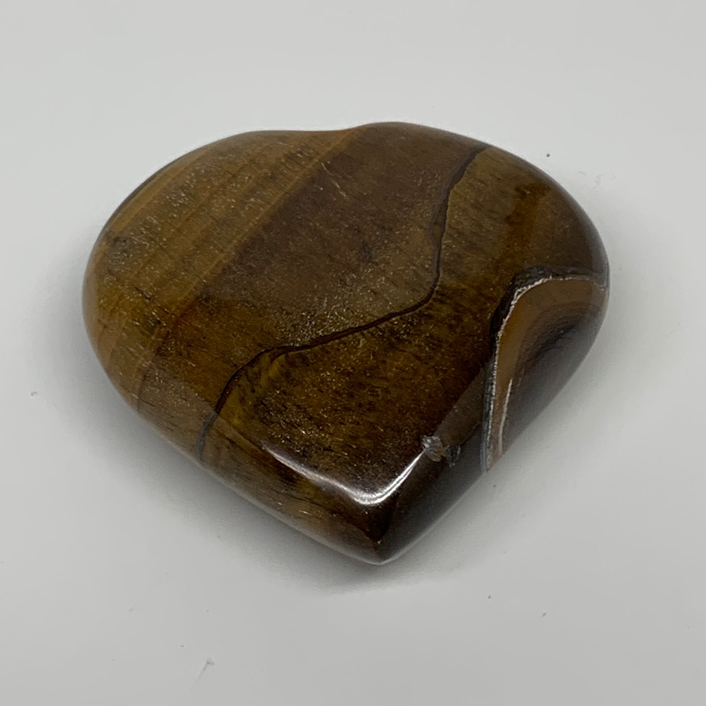 74.2g, 2"x2.1"x0.7", Tiger's Eye Heart Polished Healing Crystal @India, B33901